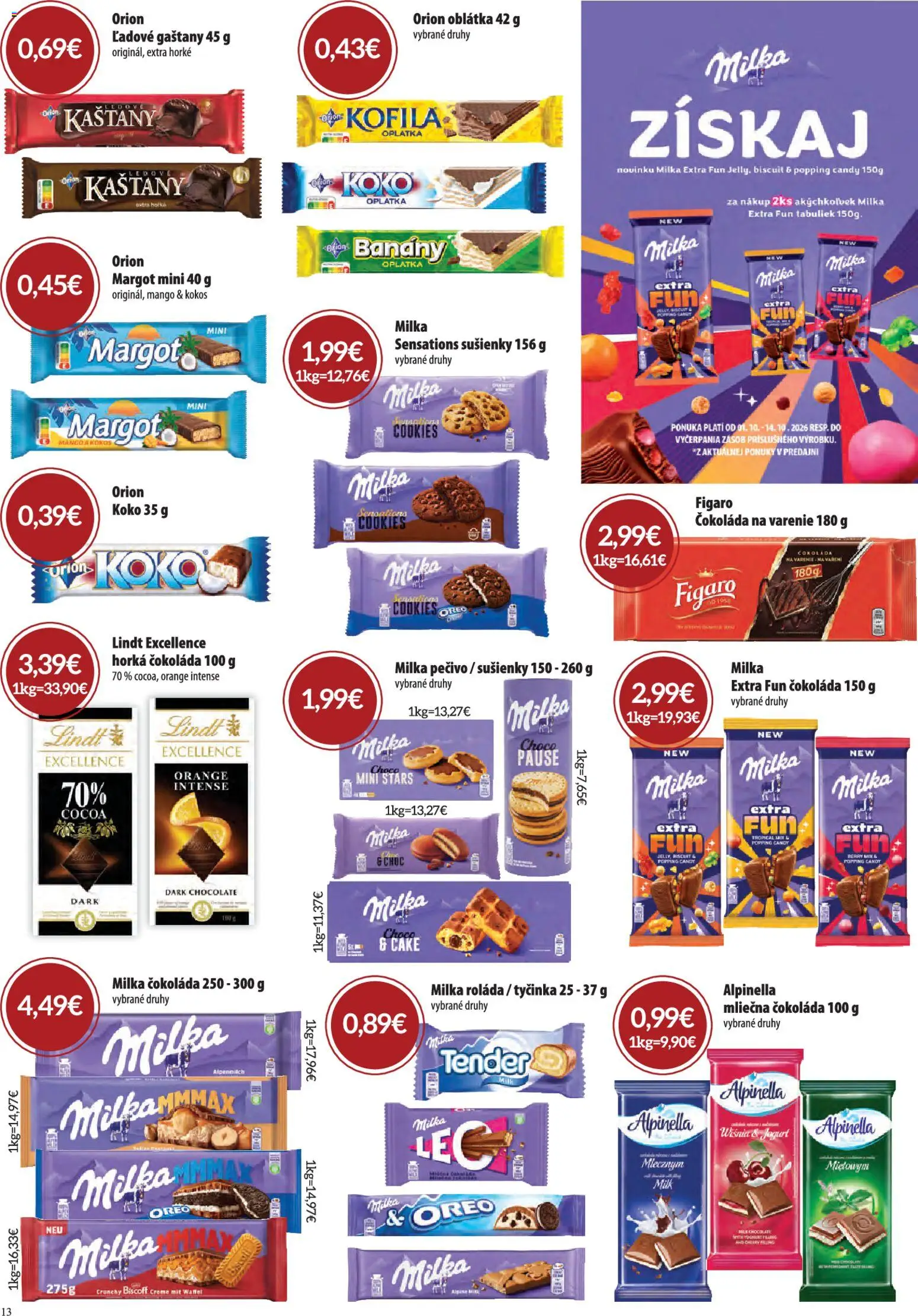 Náhľad CBA Komfos letáku platného od 01.10.2026 - Mango, Čokoláda, Jogurt, Čokoláda na varenie, Pečivo, Sušienky, Gaštany, Banány