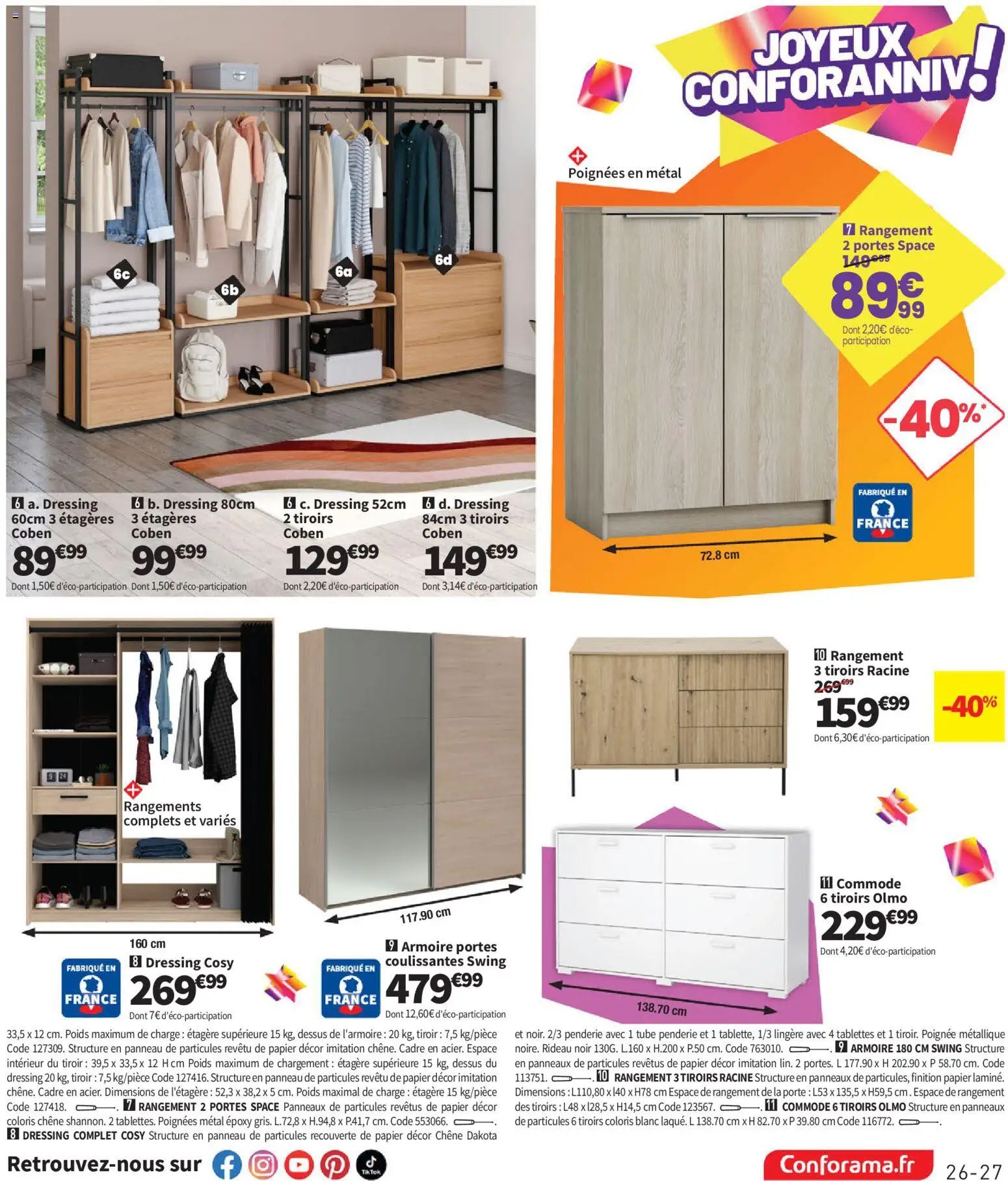 Prévisualisation de Conforama catalogue du magasin Conforama formulaire valide 25/08/2026 - Commode, Porte, Rideau, Penderie, Étagère, Poignées, Tiroirs, Portes