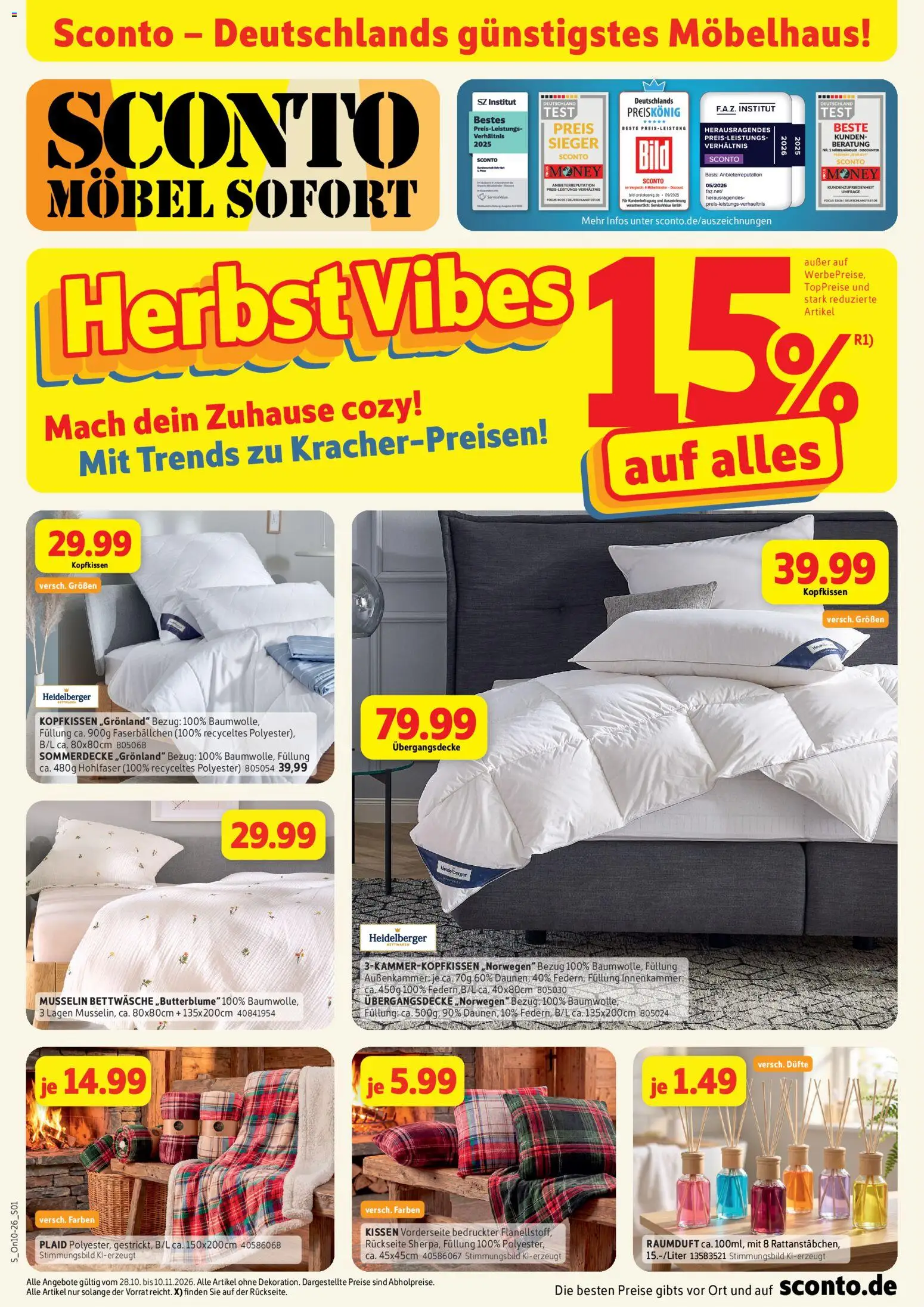 Vorschau von dem Prospekt des Geschäftes Sconto, gültig ab dem 28.10.2026 - Bettwäsche, Kissen, Kopfkissen