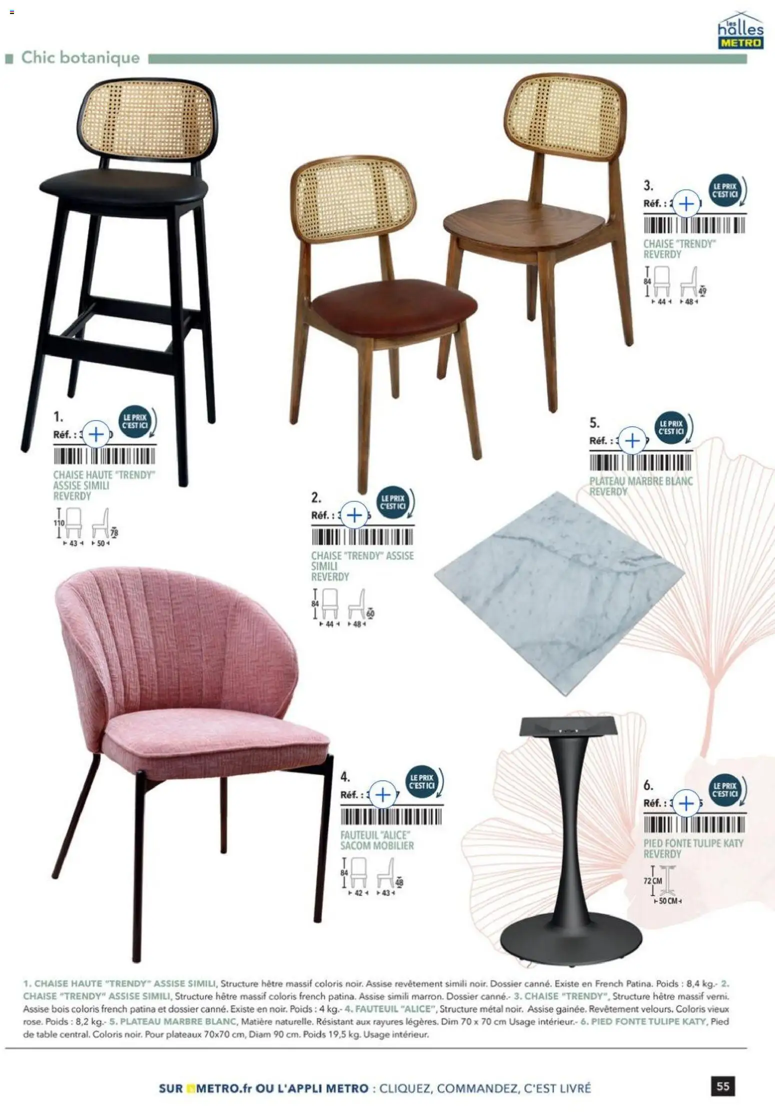 Prévisualisation de Terrasse&salle Collection 2026 du magasin METRO formulaire valide 09/01/2026 - Fauteuil, Livre, Chaise, Table, Chaise haute, Plateau, Poids
