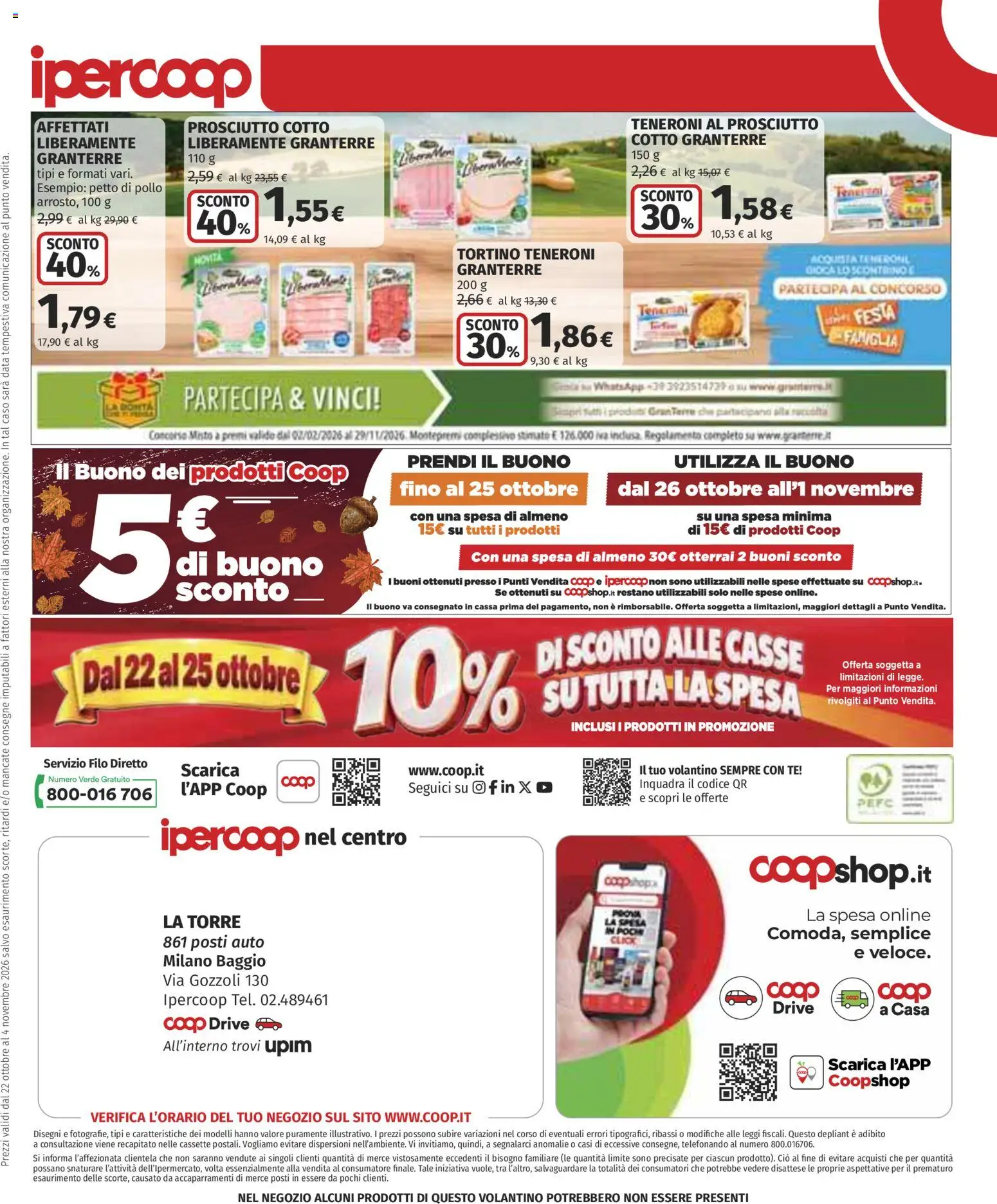 Anteprima dell'opuscolo Ipercoop volantino Extra offerte dal negozio Ipercoop valido da 22/10/2026 - Pollo, Prosciutto, Petto di Pollo, Prosciutto Cotto, Data, Tè
