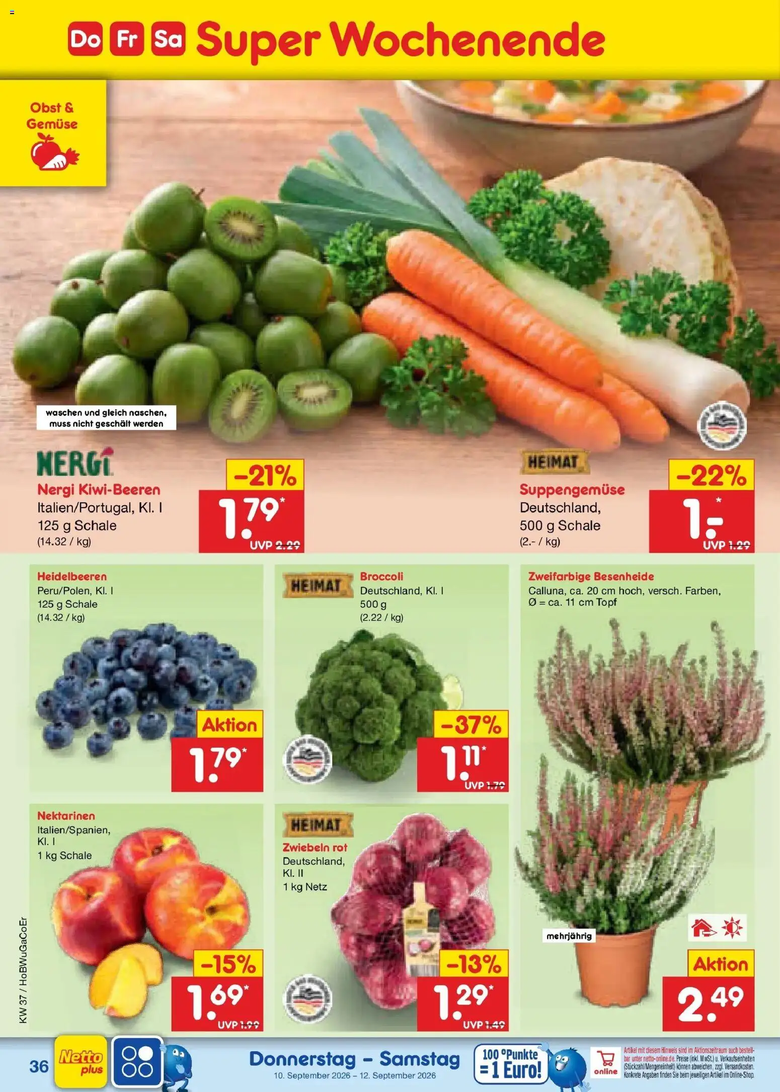 Vorschau von dem Prospekt des Geschäftes Netto Marken-Discount, gültig ab dem 07.09.2026 - Gemüse, Heidelbeeren, Obst, Nektarinen, Zwiebeln