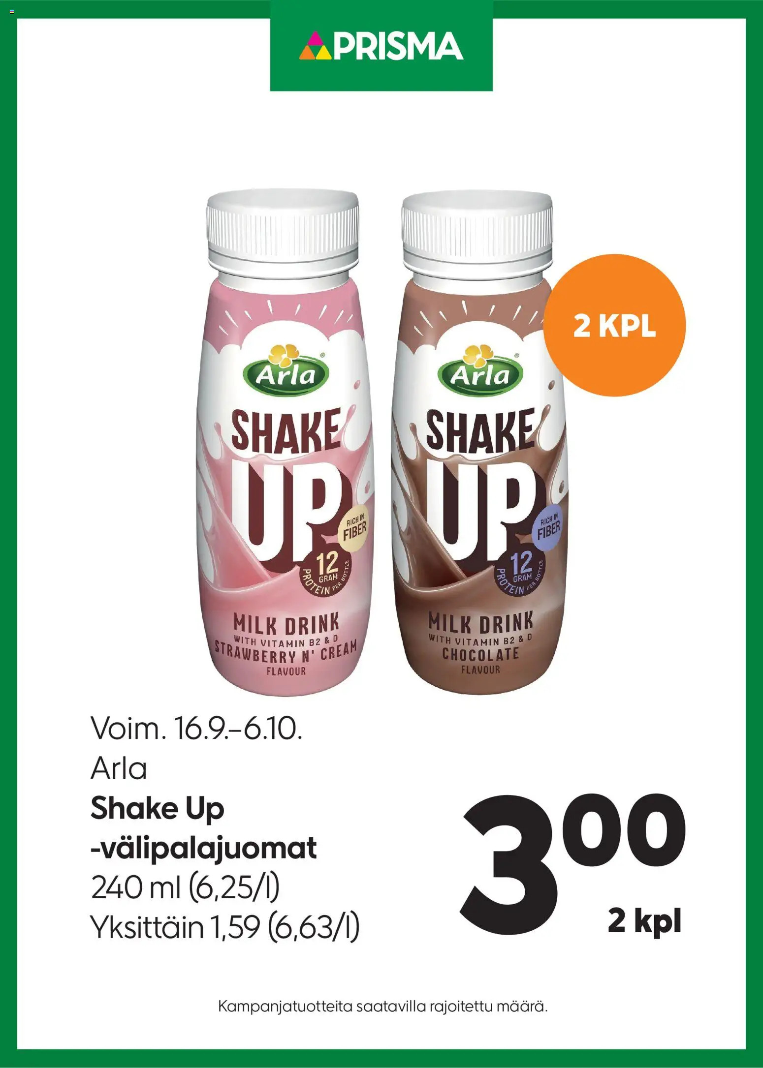 Kaupan Prisma Prisma - Arla esikatselu, voimassa 16/09/2026