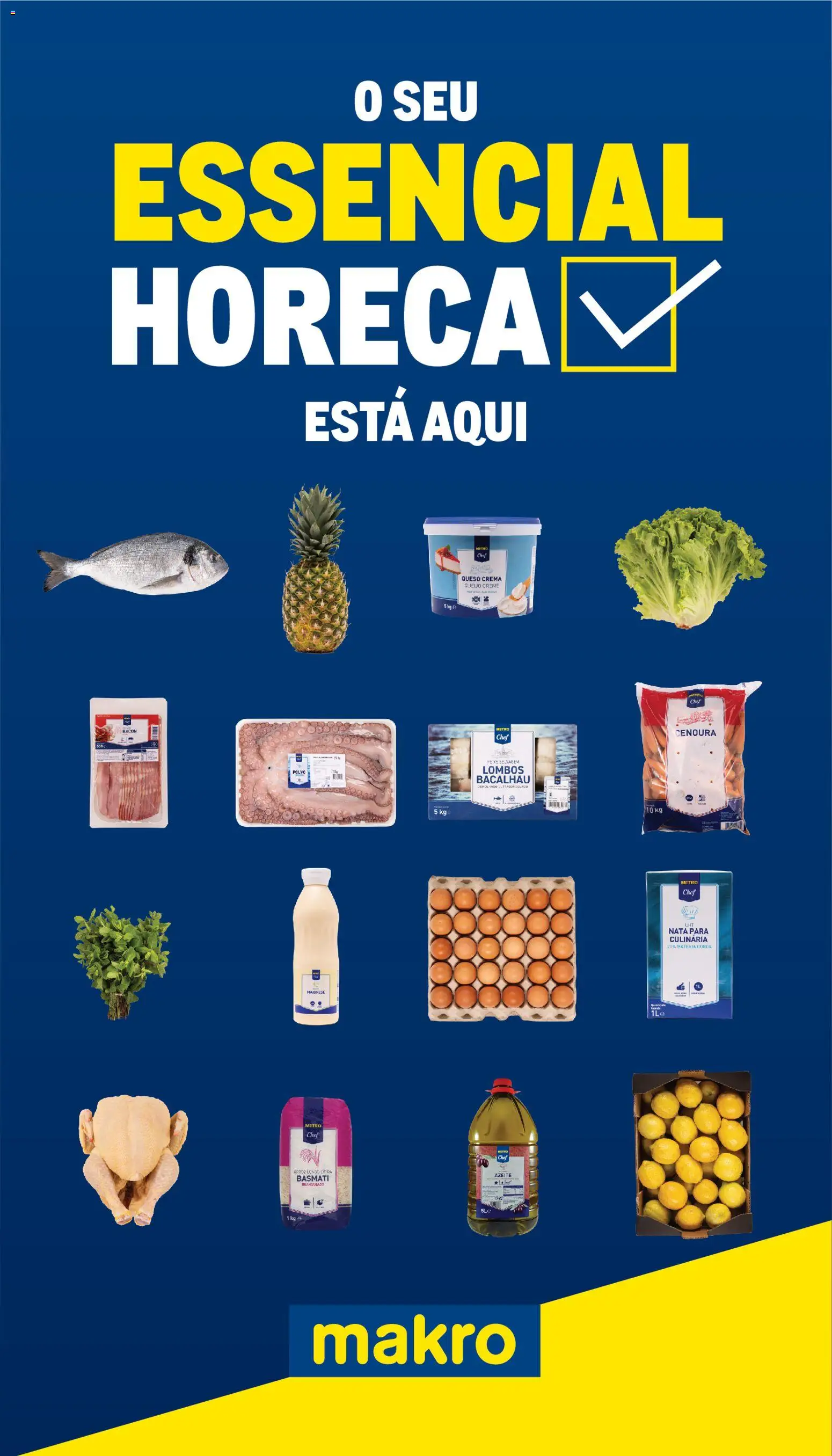 Pré-visualização do folheto da loja Makro válida a partir de 12/10/2026 - Bacalhau, Azeite, Nata, Arroz, Peixe, Cenoura, Creme, Bacon