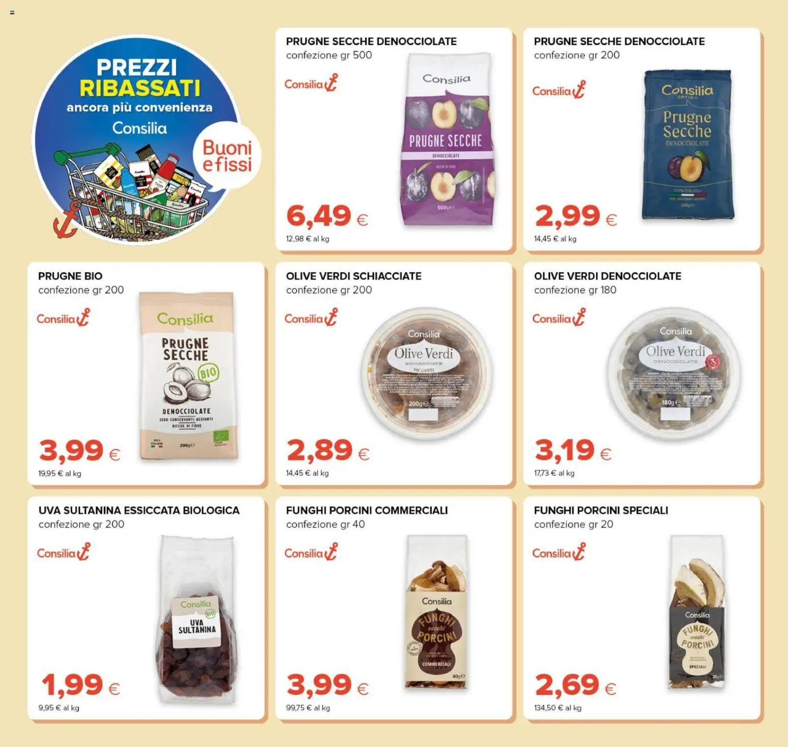 Anteprima dell'opuscolo Oasi volantino Prezzi Ribassati dal negozio Oasi valido da 21/10/2026 - Funghi, Prugne, Uva, Olive, Prugne secche