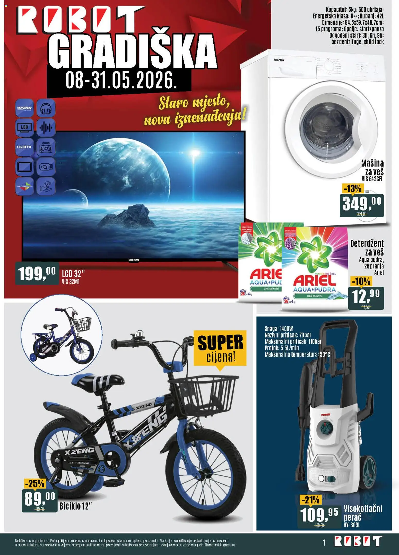 Pregled letka Robot Gradiška trgovine Robot vrijedi od 08.05.2026