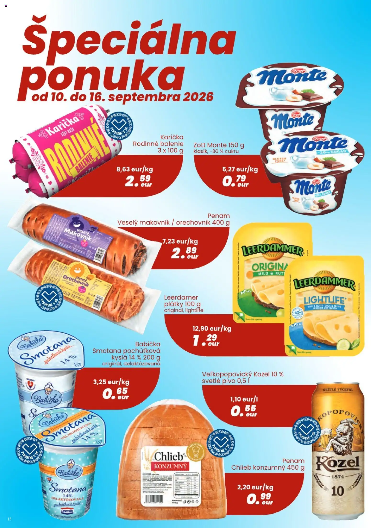 Náhľad KARMEN CBA letáku platného od 03.09.2026 - Pivo, Chlieb, Smotana
