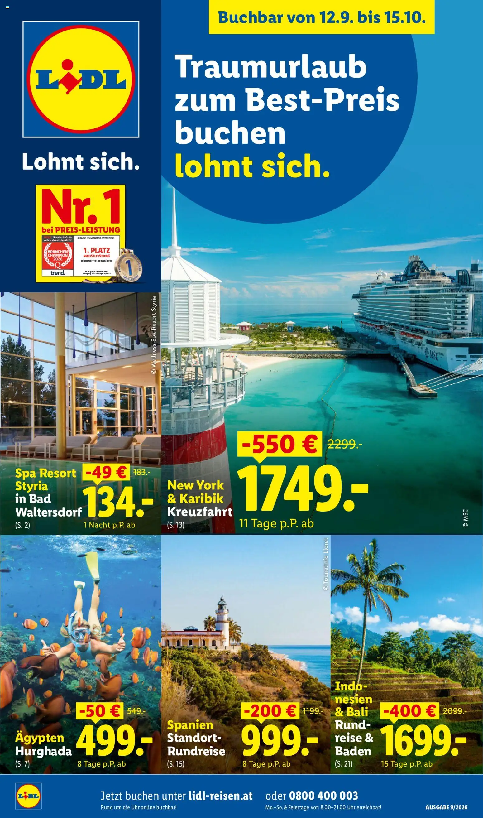 Vorschau der Angebote: Lidl Lidl September/Oktober Reise-Highlights gültig ab 12.09.2026