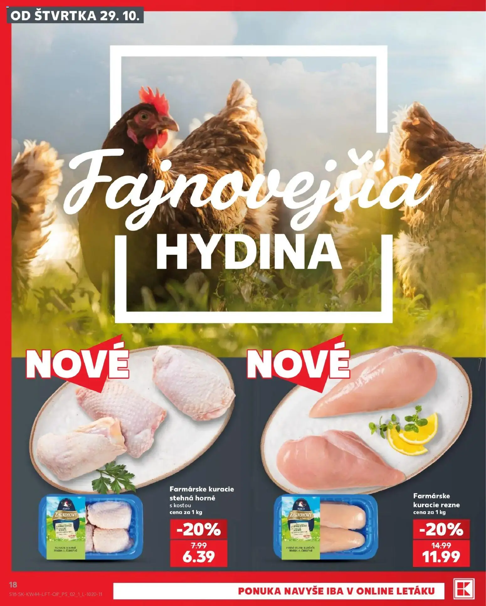 Náhľad Kaufland letáku platného od 29.10.2026 - Kuracie stehná, Kuracie rezne, Rezne, Hydina, Stehná