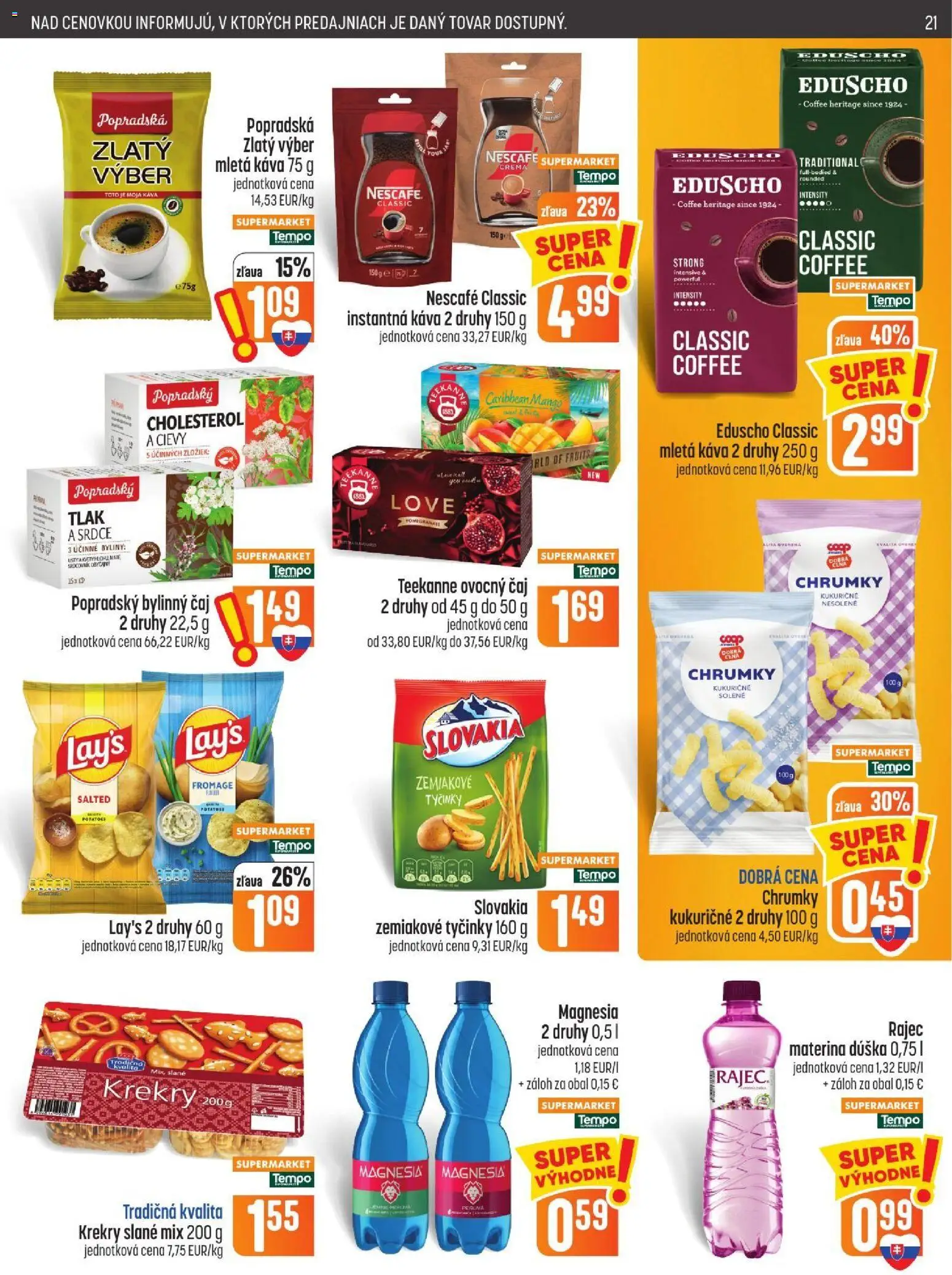 Náhľad COOP Jednota letáku platného od 22.10.2026 - Mango, Káva, Rajec, Čaj, Instantná káva, Magnesia, Mletá káva, Bylinný čaj