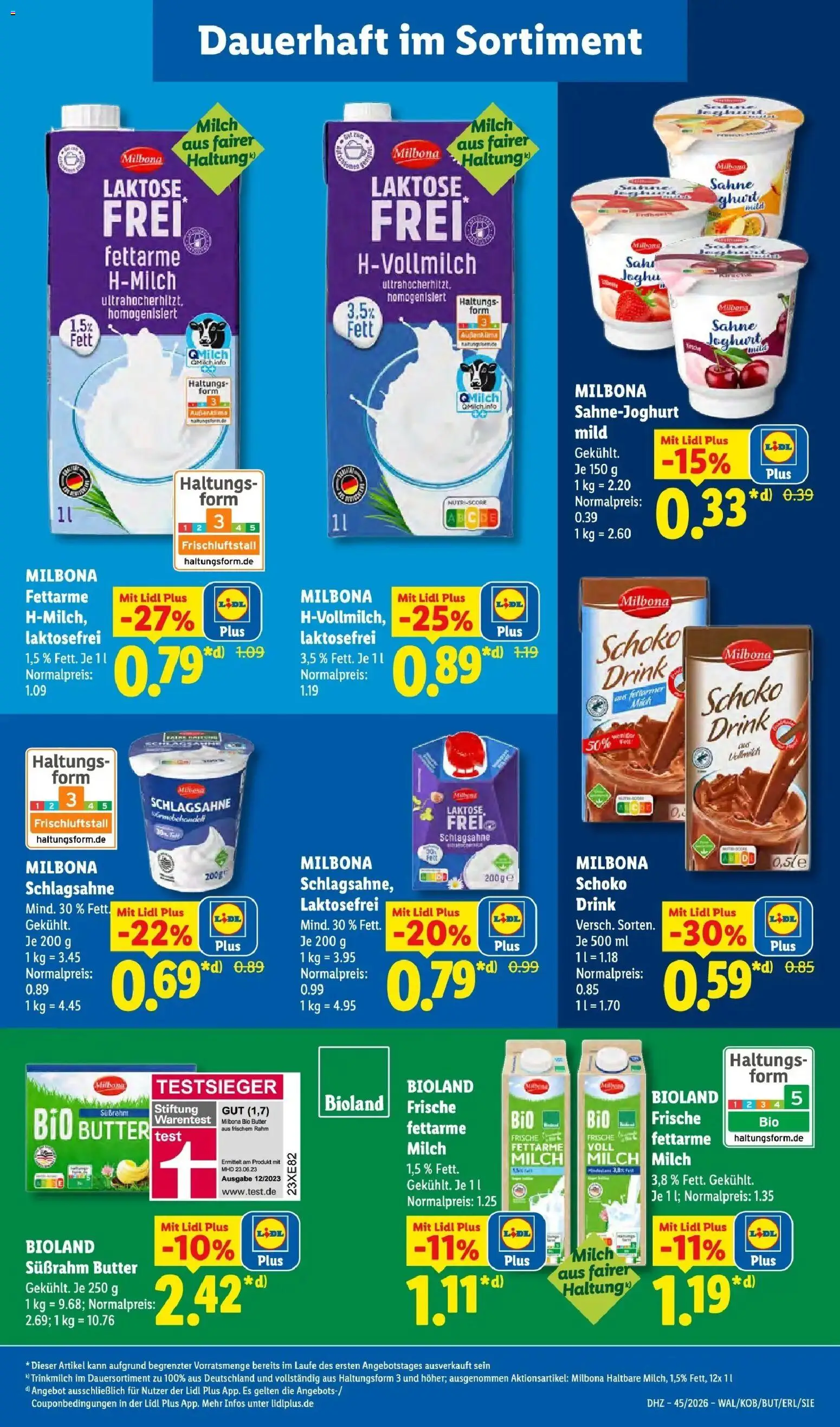 Vorschau von dem Prospekt des Geschäftes Lidl, gültig ab dem 02.11.2026 - Butter, Milch, Schlagsahne, Sahne