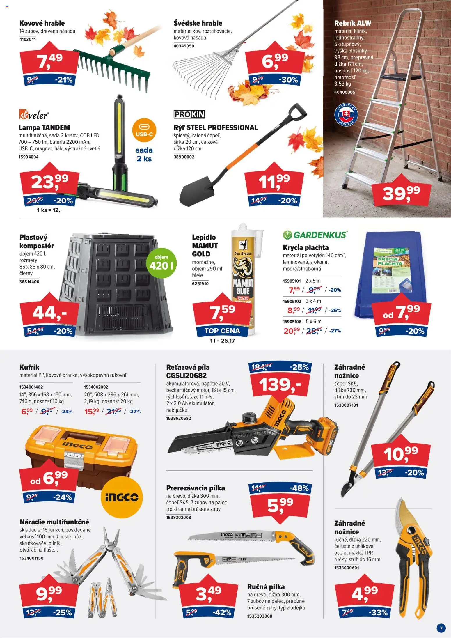 Náhľad Kinekus letáku platného od 01.10.2026 - Píla, Lampa, Batéria, Svetlá, Led, Plachta, Rebrík, Nabíjačka