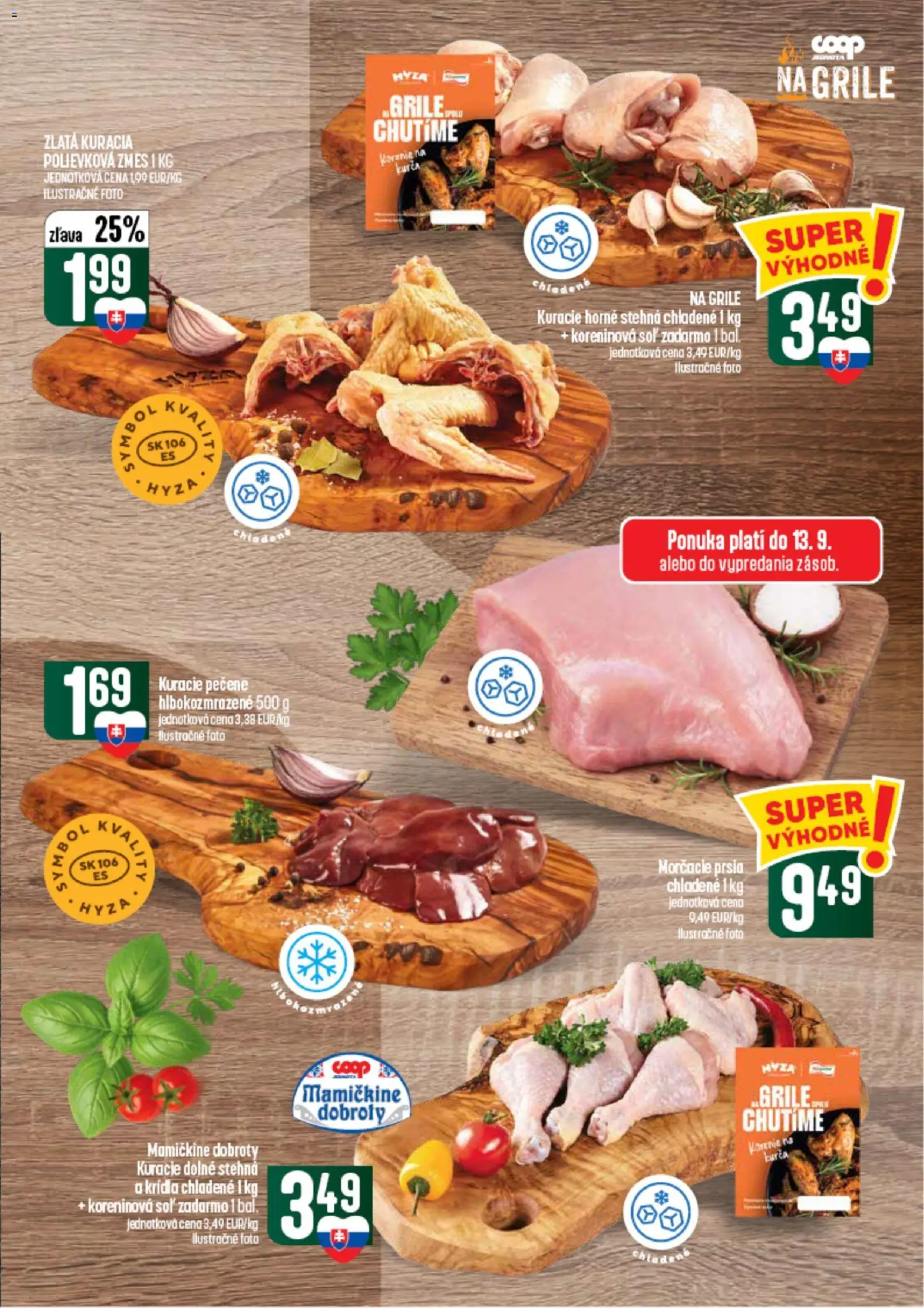 Náhľad COOP Jednota letáku platného od 10.09.2026 - Soľ, Morčacie prsia, Korenie, Stehná