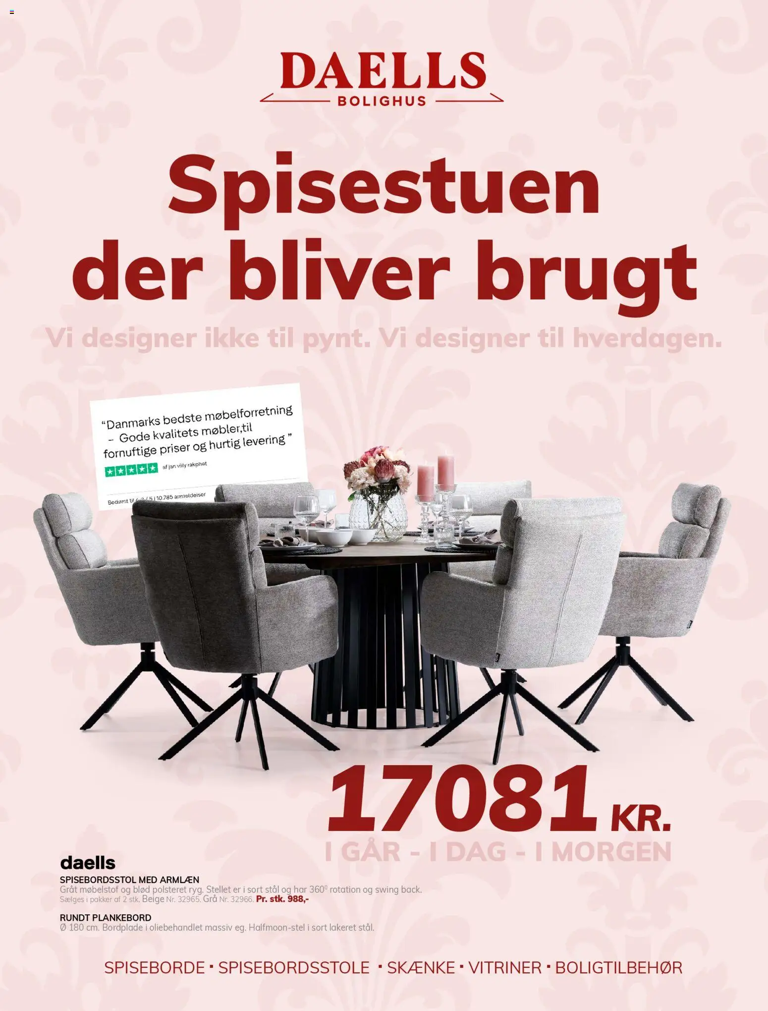 Eksempel på tilbudsavis Daells Bolighus - Nyt til spisestuen fra butik Daells Bolighus gyldig fra 15/04/2026 - Spisebordsstole, Spiseborde