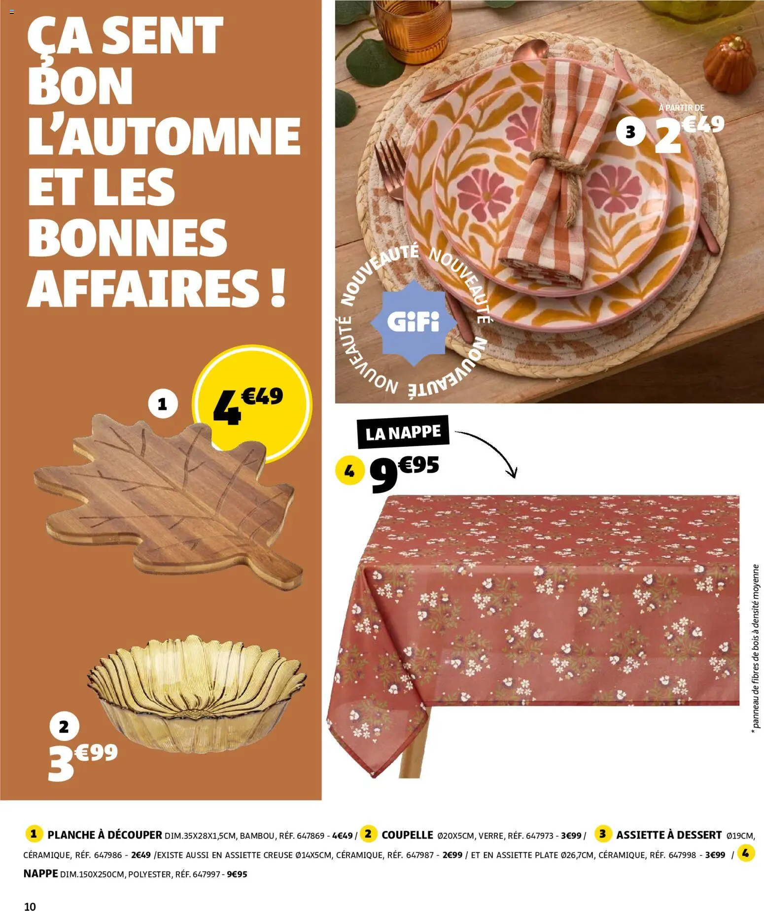 Prévisualisation de GiFi catalogue du magasin GiFi formulaire valide 01/09/2026 - Dessert, Assiette, Nappe, Planche à découper, Coupelle