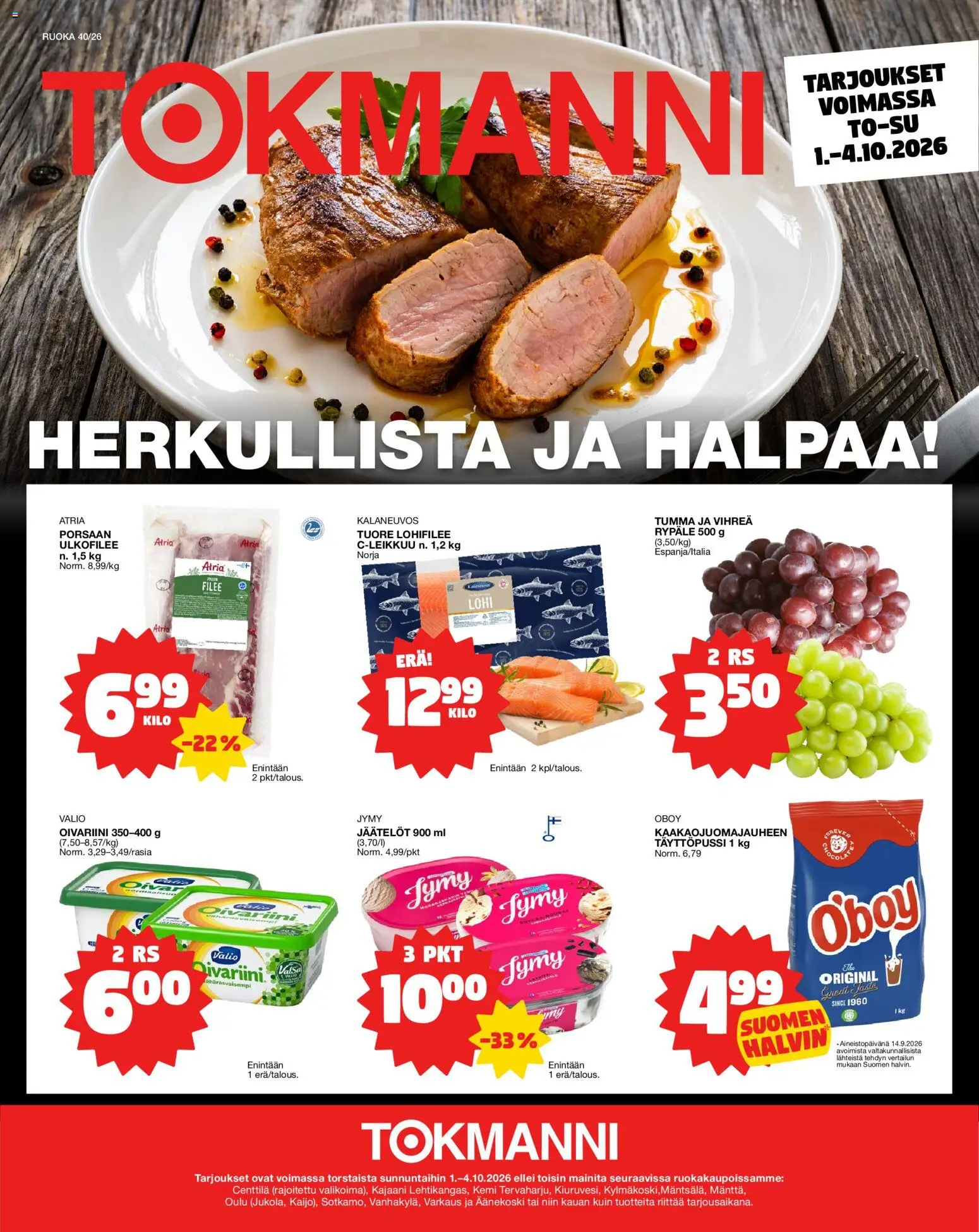 Kaupan Tokmanni Tokmanni Ruokasanomat esikatselu, voimassa 01/10/2026 - Lohi