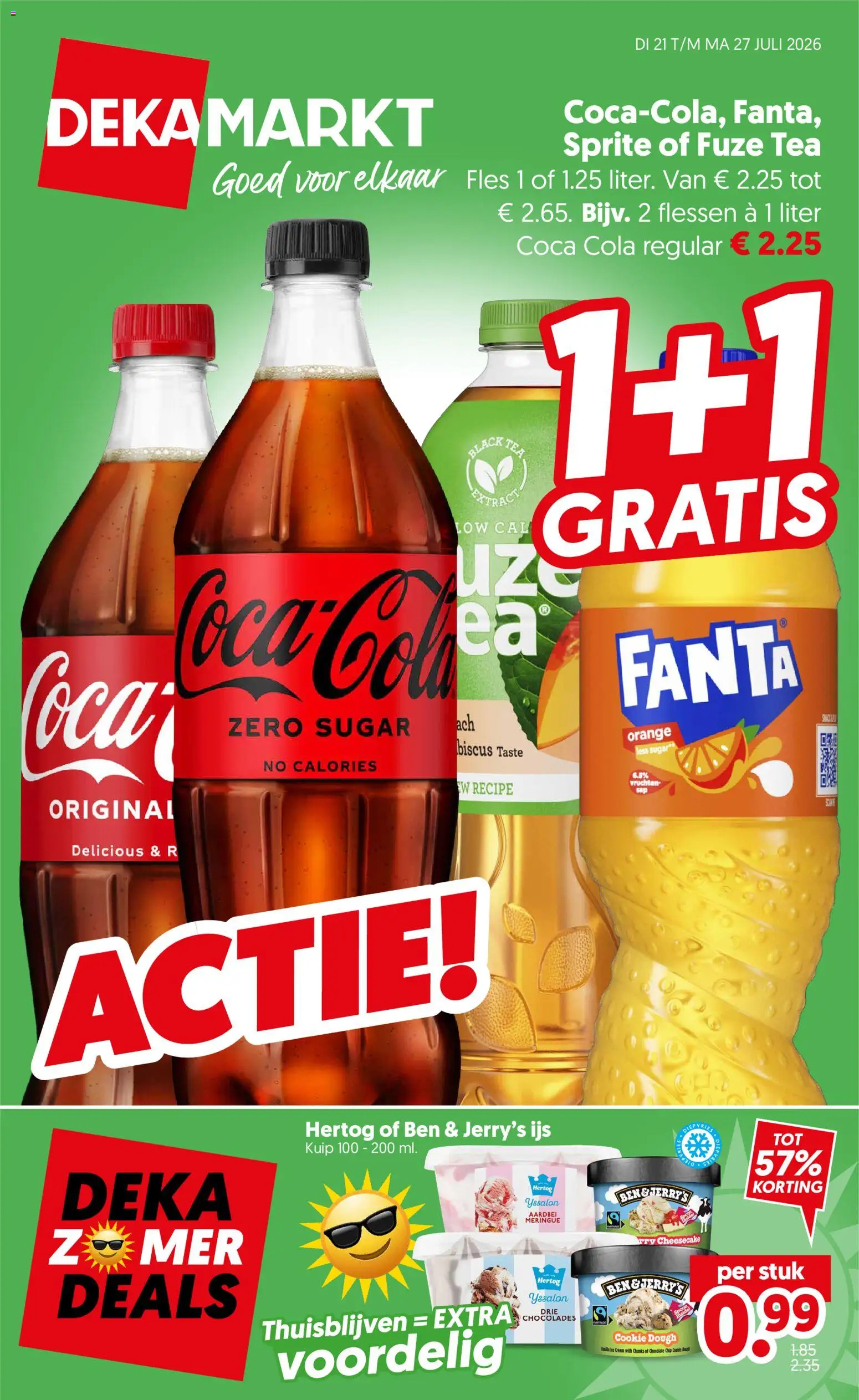 Voorbeeld van Dekamarkt folder van winkel Dekamarkt geldig vanaf 21-07-2026 - Ijs, Bier, Coca Cola, Aardbei, Fanta, Sprite, Fles, Ben & Jerry’s ijs