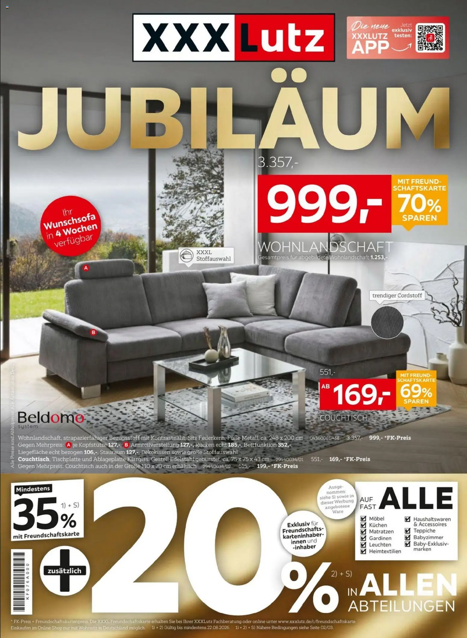 Vorschau von dem Prospekt des Geschäftes XXXLutz, gültig ab dem 08.08.2026 - Couchtisch, Kuchen, Wohnlandschaft