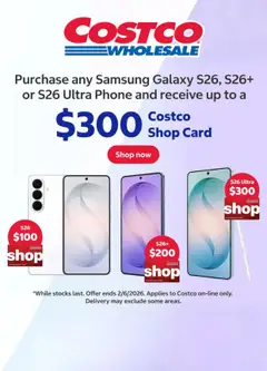 Preview of Costco Catalogue - Samsung Galaxy S26, S26+ or S26 Ultra Promotion - valid from 25.05.2026