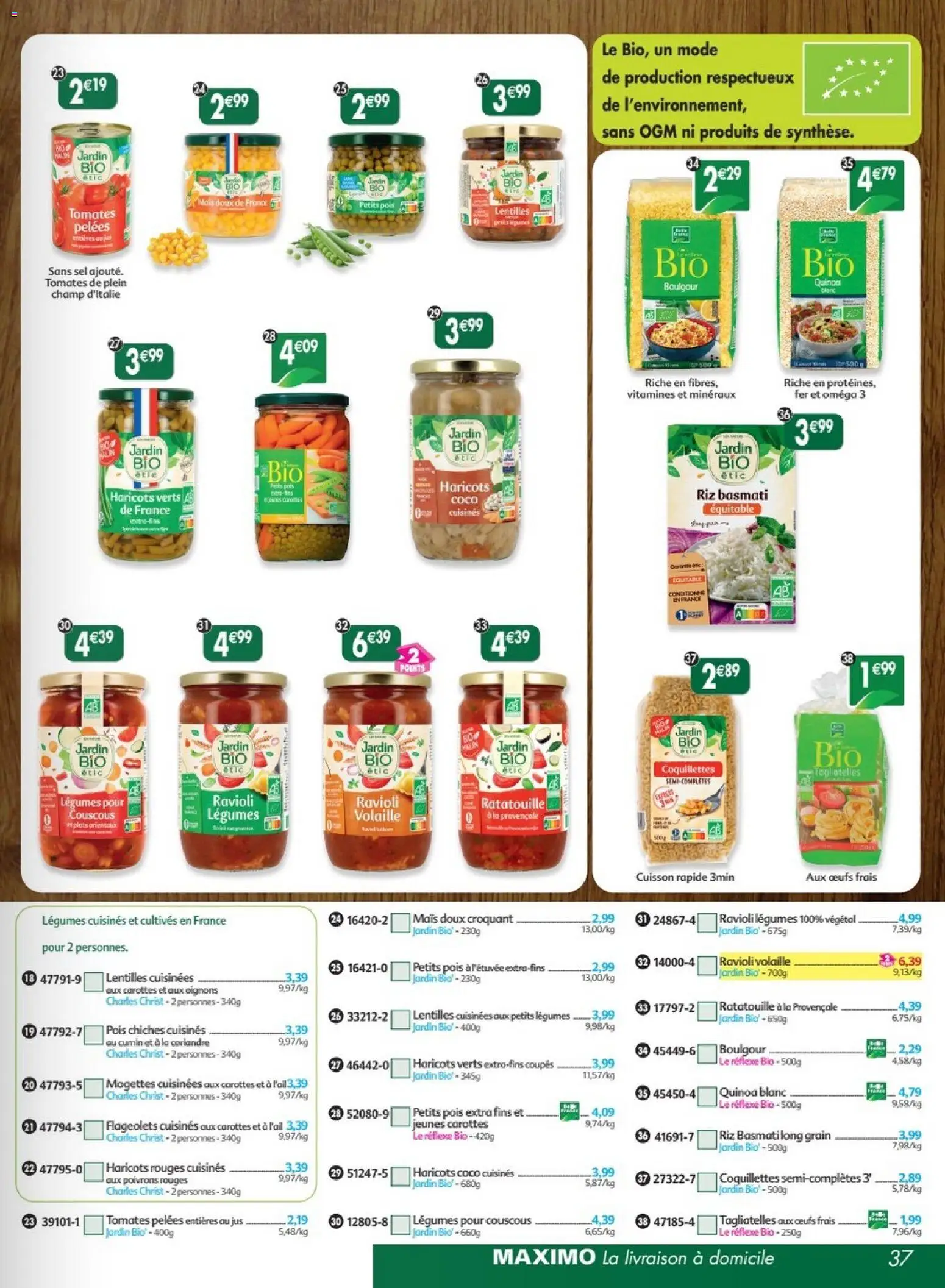 Prévisualisation de Maximo catalogue epicerie du magasin Maximo formulaire valide 24/08/2026 - Œufs, Lentilles, Coriandre, Mais, Pois chiches, Tomates, Jus, Tomates pelées