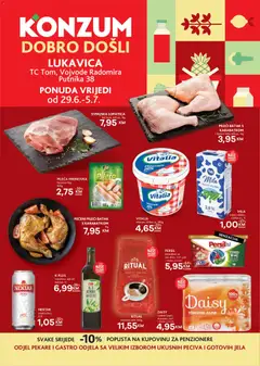 Pregled letka KONZUM Dobro došli Lukavica trgovine KONZUM vrijedi od 29.06.2026