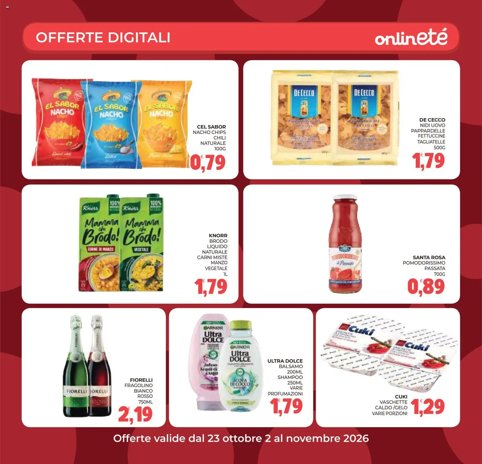 Anteprima dell'opuscolo Eté volantino Grandeté dal negozio Eté valido da 23/10/2026 - Acqua, Tagliatelle, Shampoo, Manzo, Fettuccine, Balsamo, Brodo, Vaschette