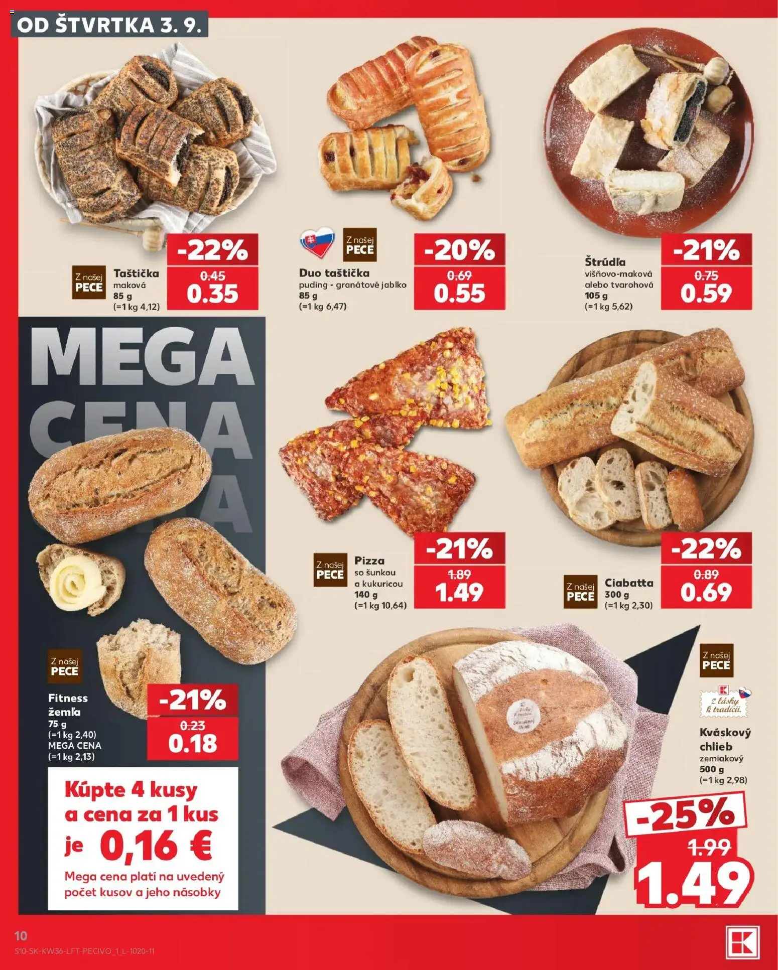 Náhľad Kaufland letáku platného od 03.09.2026 - Pizza, Chlieb, Puding, Granátové jablko