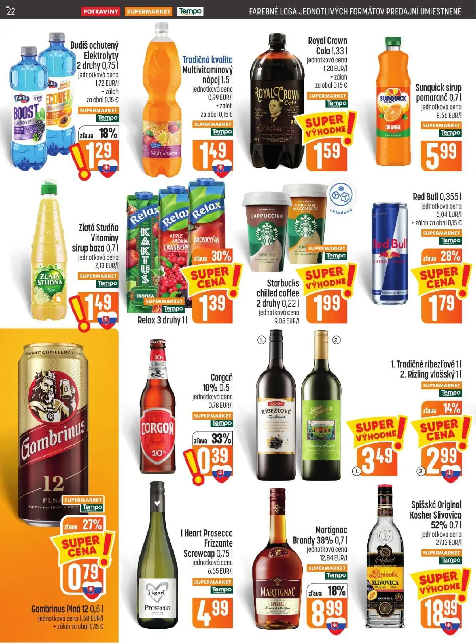 Náhľad COOP Jednota letáku platného od 22.10.2026 - Apple, Prosecco, Cappuccino, Slivovica, Brandy, Multivitamín, Sunquick, Gambrinus