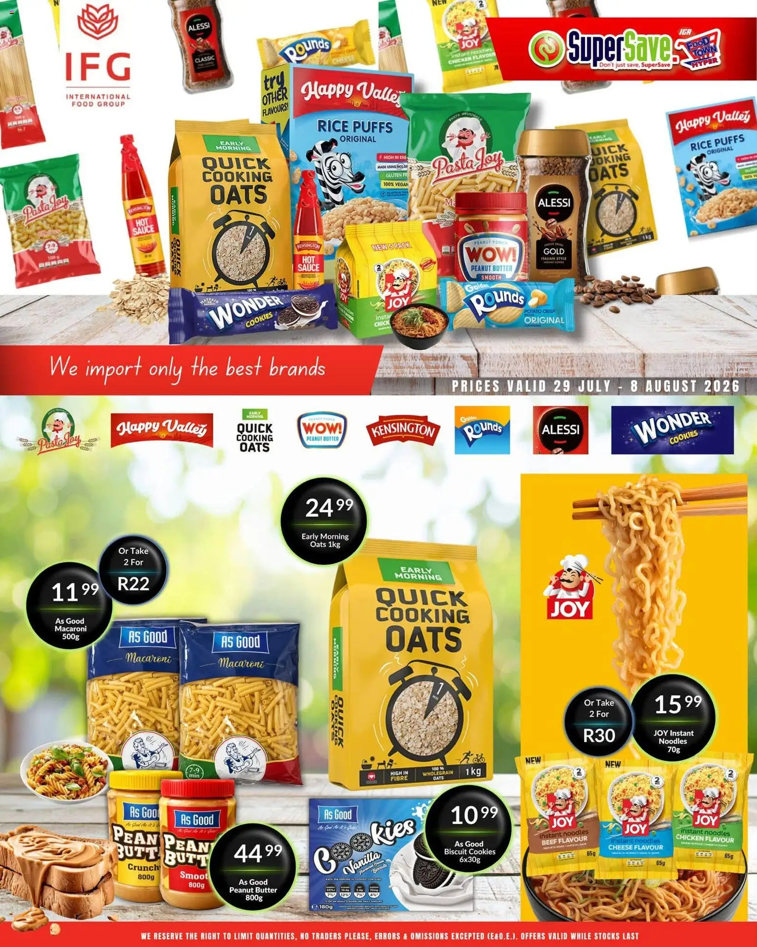 Preview of Super Save flyer valid from 29/07/2026 - Chicken, Cookies, Cheese, Noodles, Peanut butter, Beef, Vanilla, Sauce