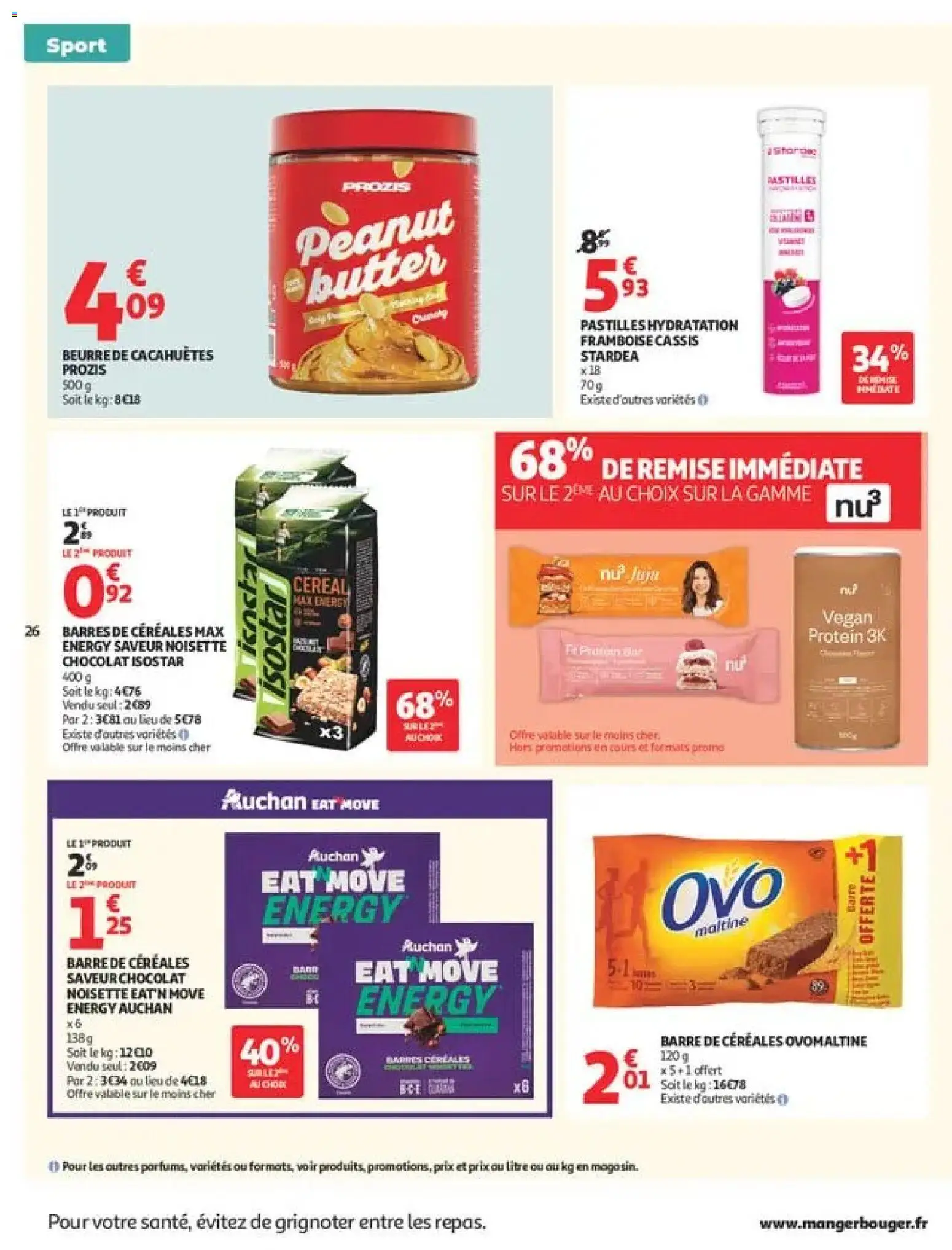 Prévisualisation de Auchan Tops rentrée supers du magasin Auchan formulaire valide 01/09/2026 - Cassis, Chocolat, Beurre de cacahuètes, Beurre, Framboise, Noisette, Céréales, Barre de céréales