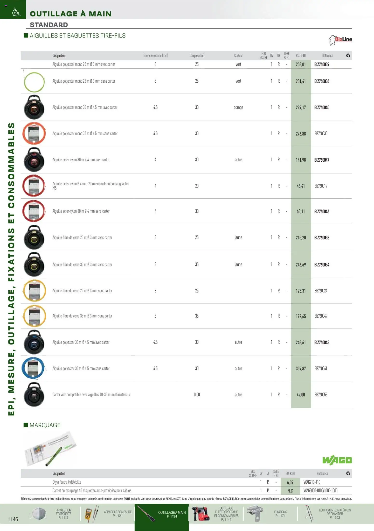 Prévisualisation de Brochure EPI, mesure, outillage, fixations et consommables du magasin Rexel formulaire valide 18/11/2025 - Orange, Stylo