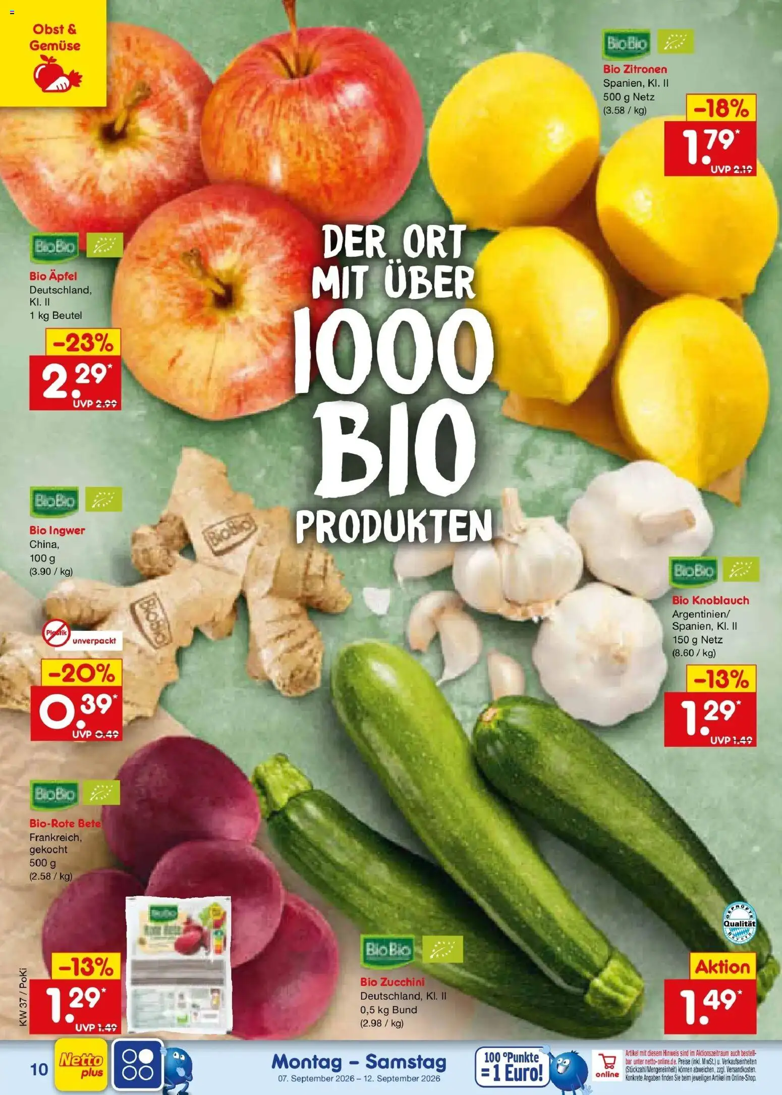 Vorschau von dem Prospekt des Geschäftes Netto Marken-Discount, gültig ab dem 07.09.2026 - Äpfel, Zucchini, Gemüse, Obst, Knoblauch, Zitronen