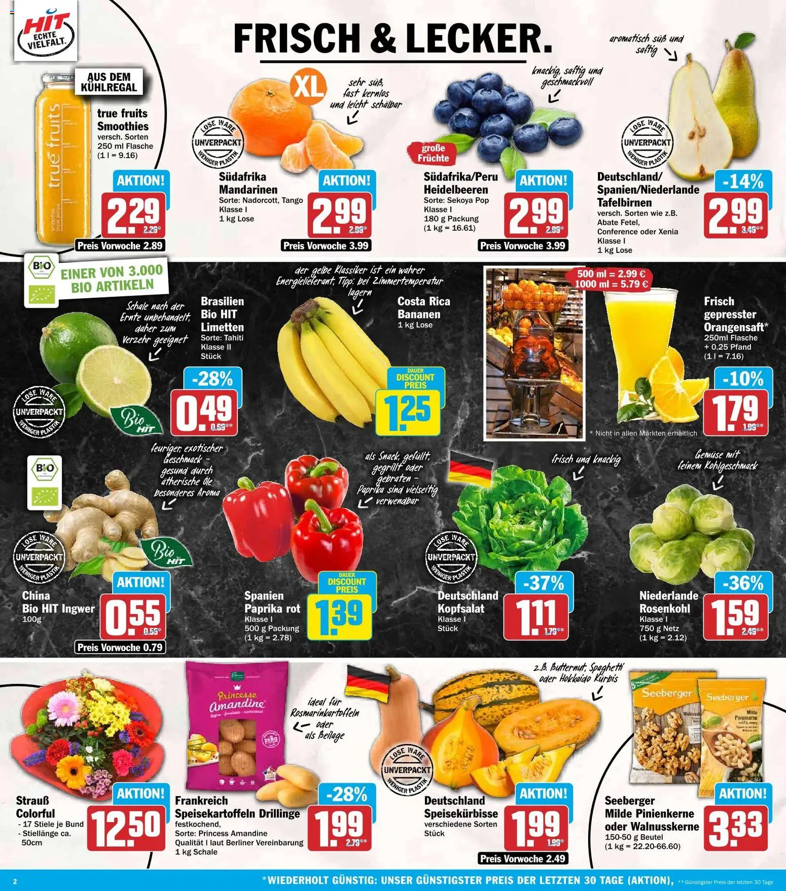 Vorschau von dem Prospekt des Geschäftes HIT, gültig ab dem 12.10.2026 - Kürbis, Bananen, Heidelbeeren, Berliner, Paprika, Limetten, Mandarinen, Paprika rot
