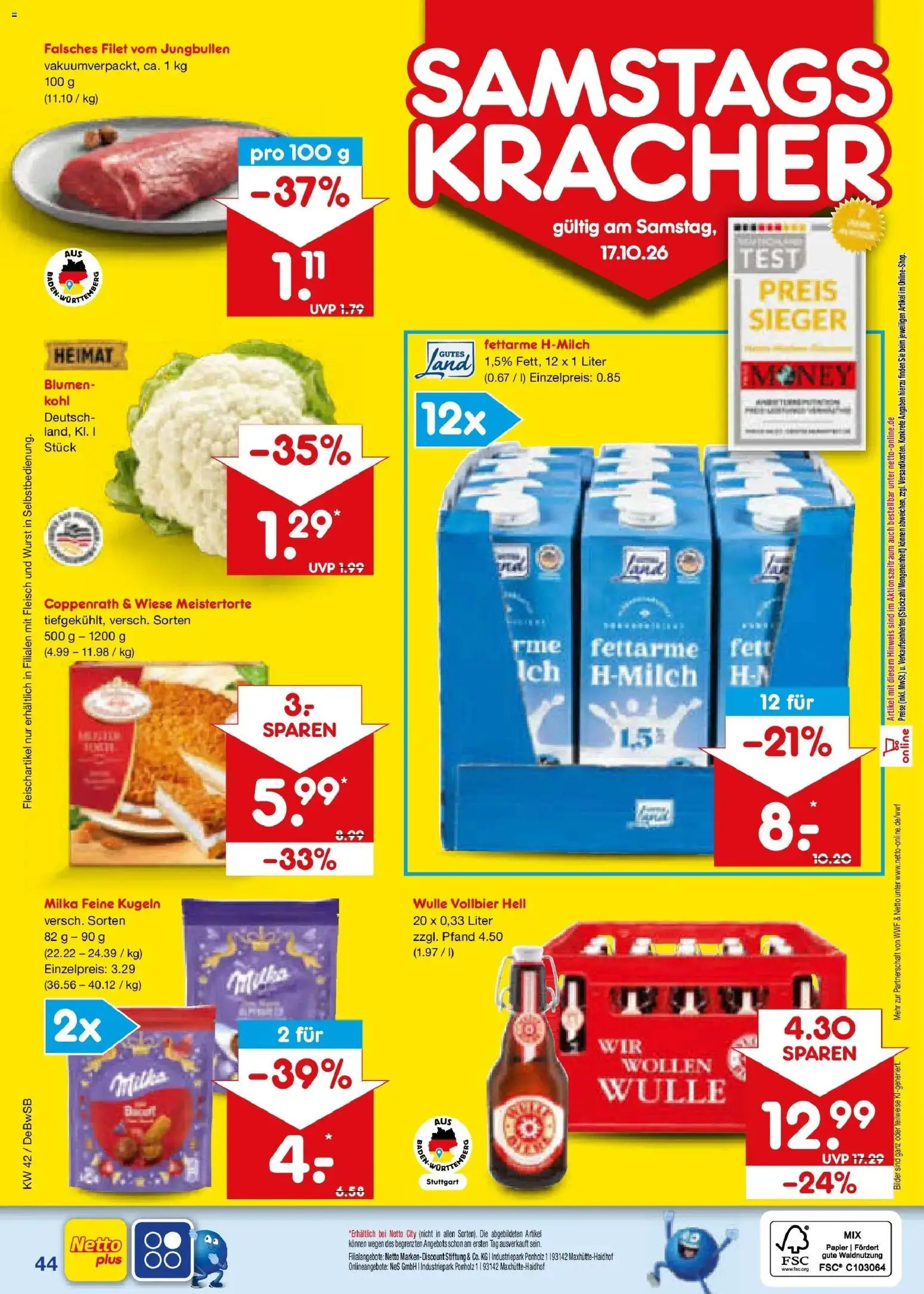 Vorschau von dem Prospekt des Geschäftes Netto Marken-Discount, gültig ab dem 12.10.2026 - Bilder, Blumen, Wurst, Fleisch, Milka