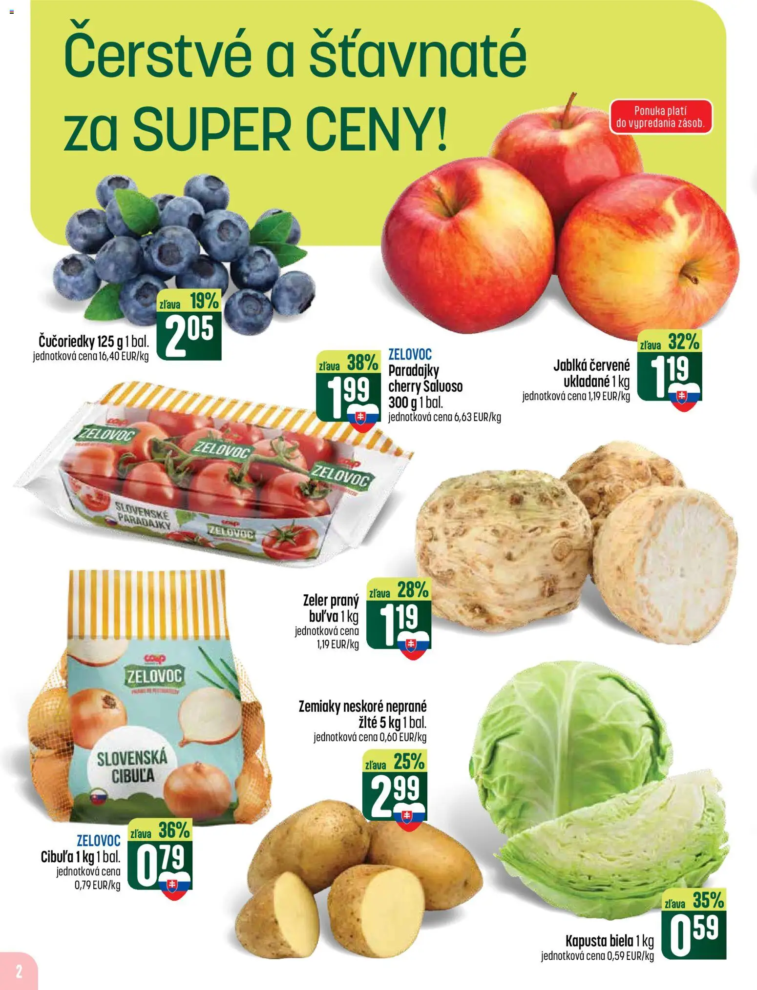 Náhľad COOP Jednota letáku platného od 29.10.2026 - Zeler, Čučoriedky, Paradajky, Kapusta, Zemiaky, Jablká, Kapusta biela