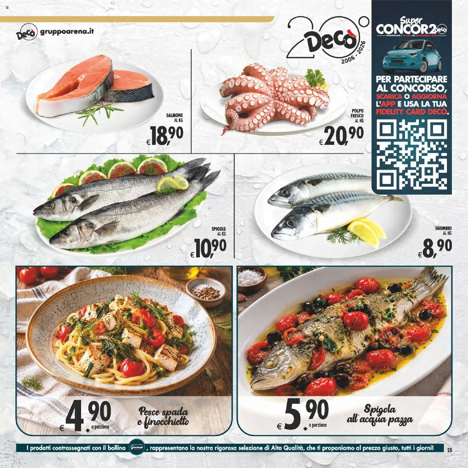 Anteprima dell'opuscolo Decò volantino Gourmet Sicilia dal negozio Decò valido da 23/10/2026 - Acqua, Pesce, Pesce spada, Polpo, Salmone, Spigola, Salmone fresco