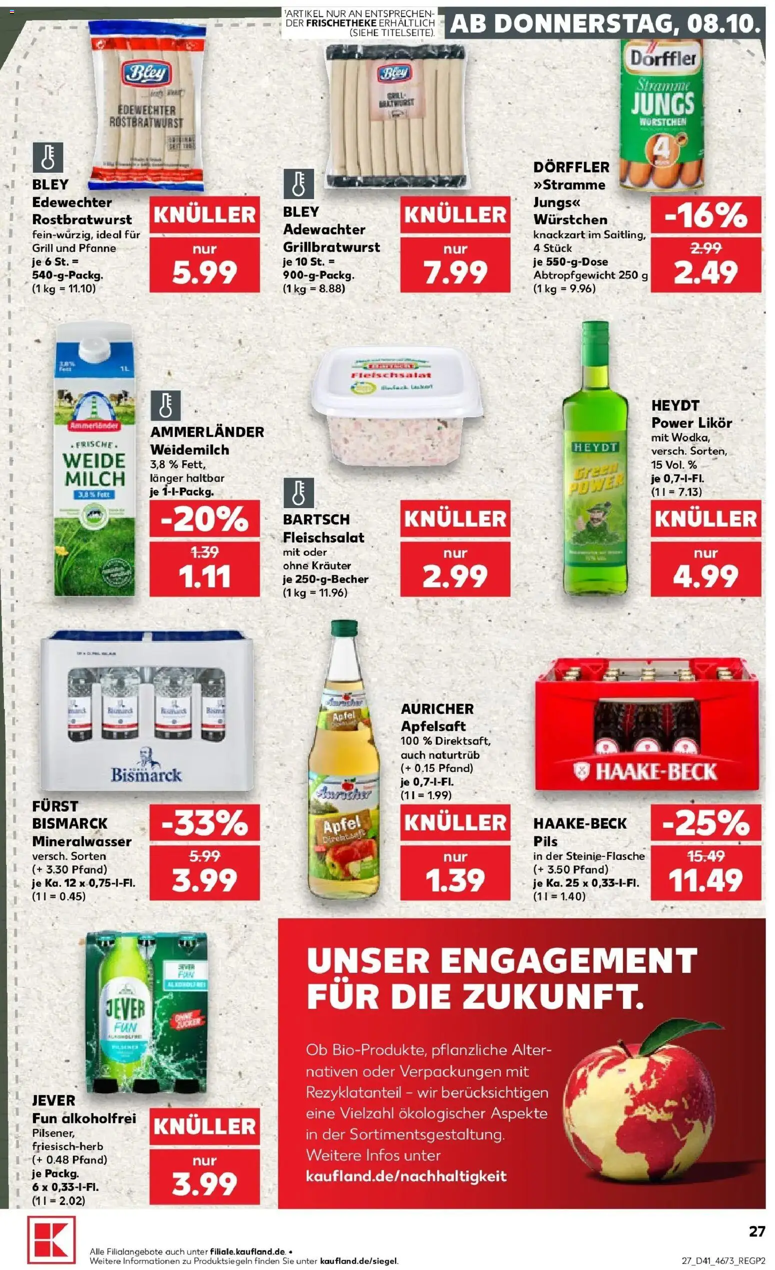 Vorschau von dem Prospekt des Geschäftes Kaufland, gültig ab dem 08.10.2026 - Äpfel, Grill, Mineralwasser, Milch, Wodka, Likör, Apfelsaft, Pils