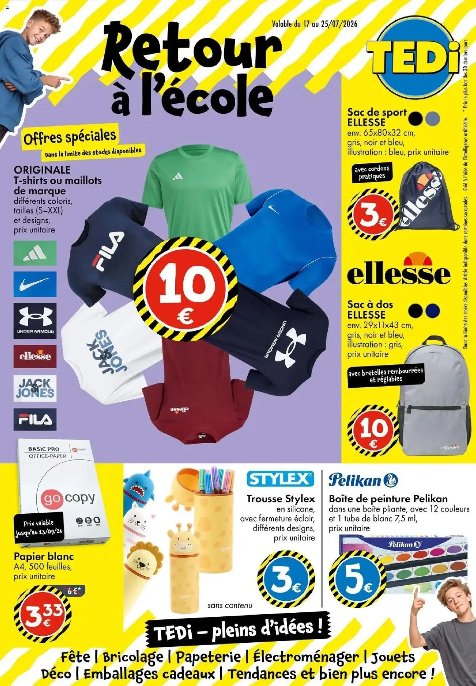 Prévisualisation de TEDi - Retour à l'école du magasin TEDi formulaire valide 17/07/2026 - Bricolage, Sac à dos, Sac, Peinture, Jouets, Papier blanc