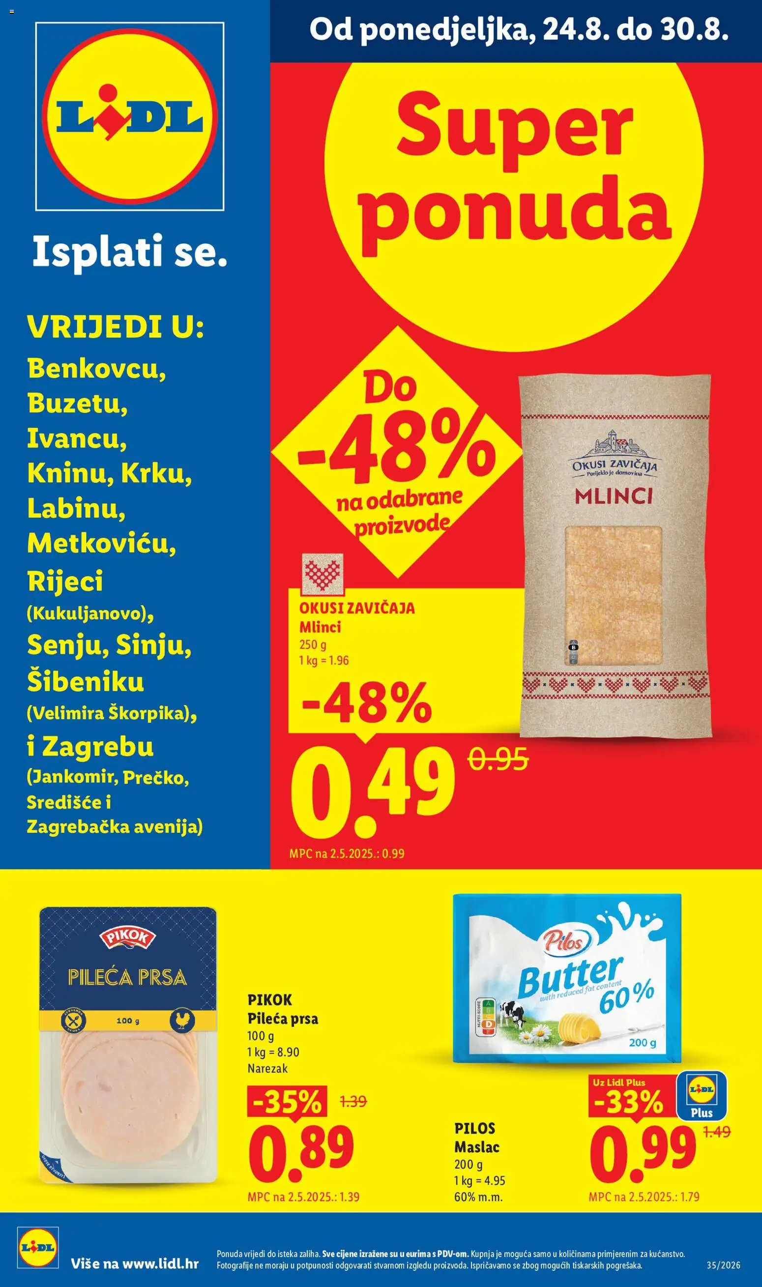 Pregled letka Lidl Super ponuda trgovine Lidl vrijedi od 24.08.2026