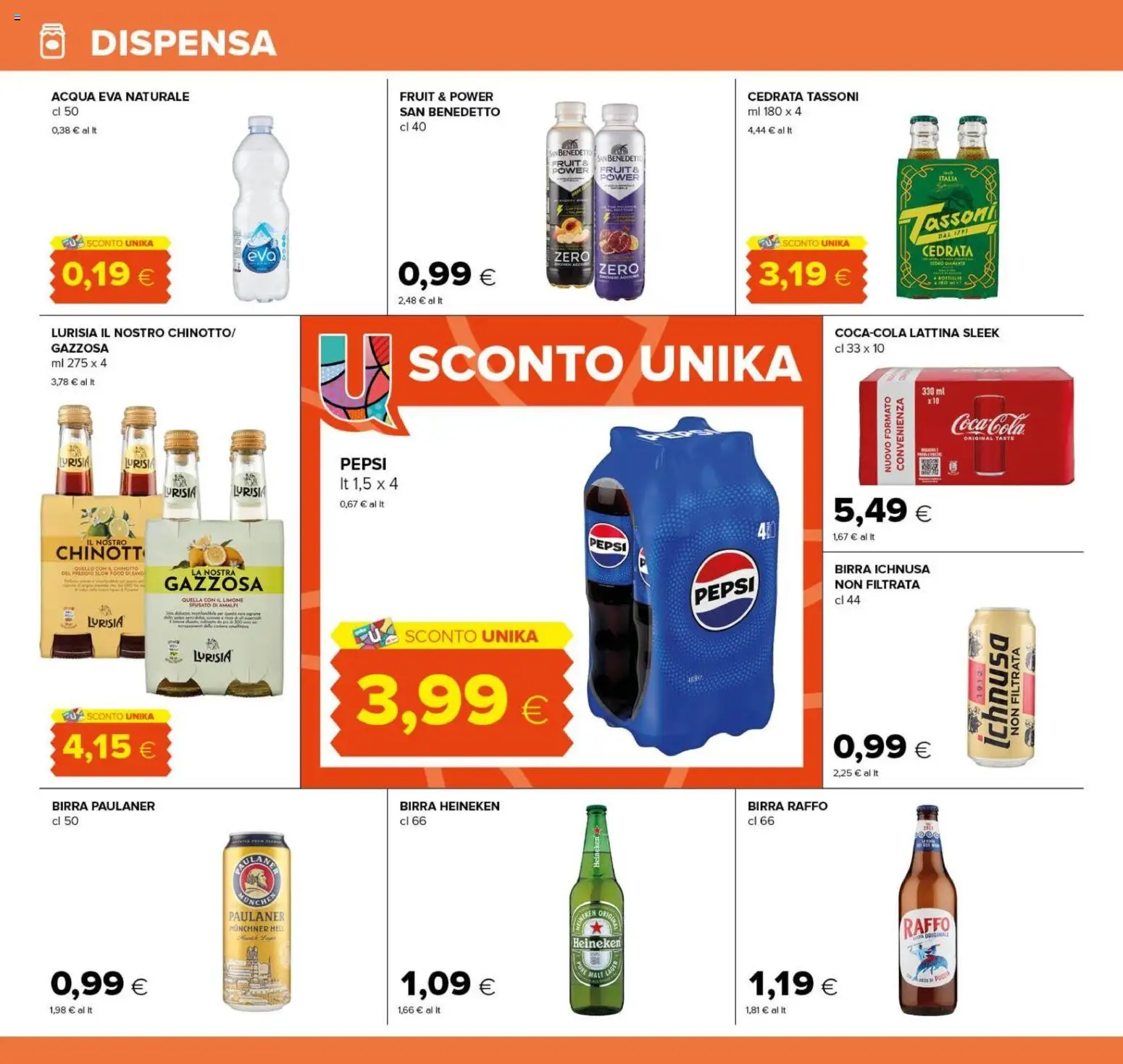 Anteprima dell'opuscolo Oasi volantino Perugia dal negozio Oasi valido da 04/09/2026 - Acqua, Birra, Limone, Heineken, Birra Raffo, Pepsi, Birra Ichnusa, Birra Heineken