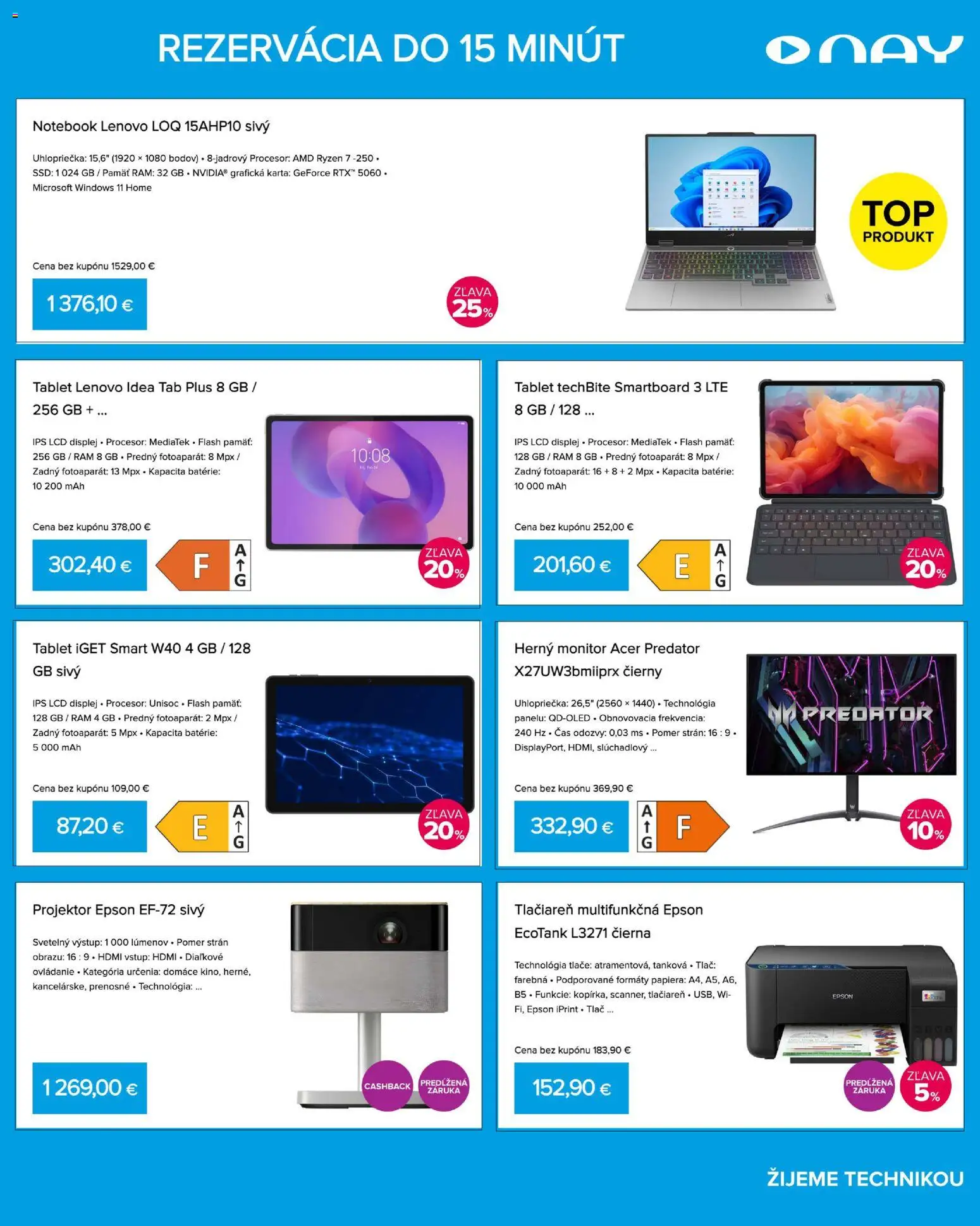 Náhľad NAY Elektrodom letáku platného od 19.10.2026 - Notebook, Tablet, Monitor, Tlačiareň, Fotoaparát, Rám, Batérie