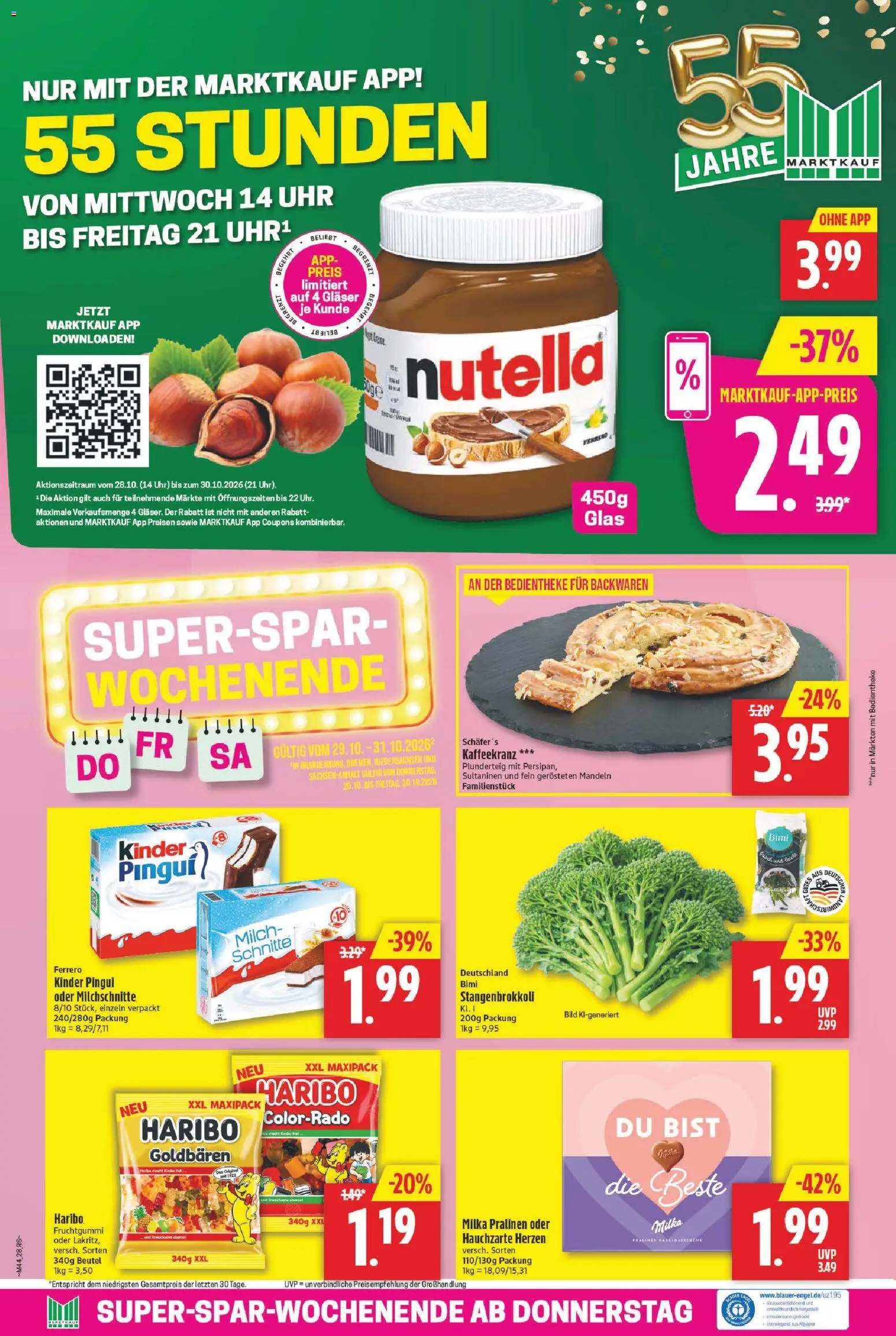 Vorschau von dem Prospekt des Geschäftes Marktkauf, gültig ab dem 26.10.2026 - Uhr, Haribo, Nutella, Milch, Milka, Mandeln