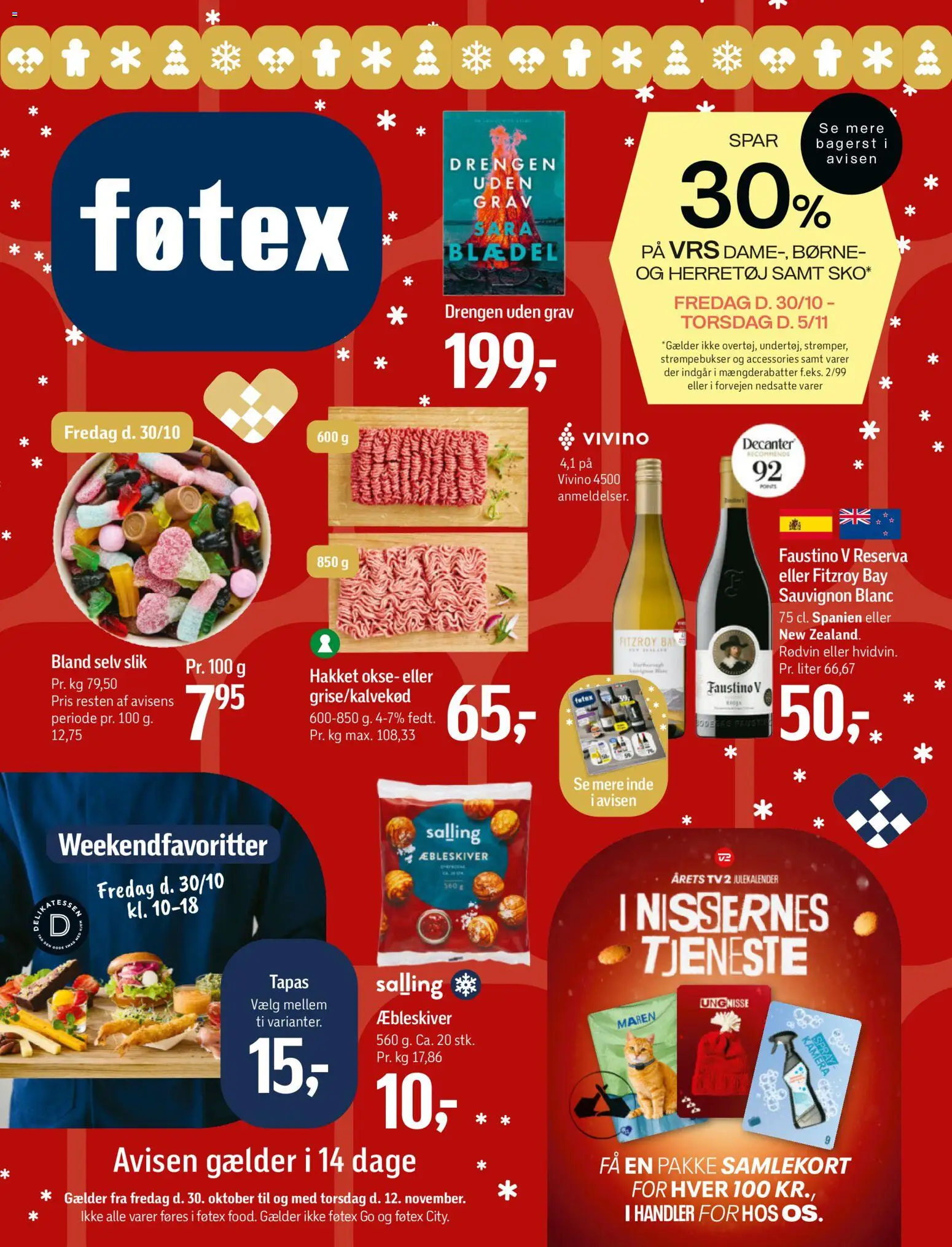 Eksempel på tilbudsavis Føtex -Tilbudsavis uge 44-45 fra butik Føtex gyldig fra 30/10/2026 - TV, Slik, Kamera, Strømpebukser, Rødvin