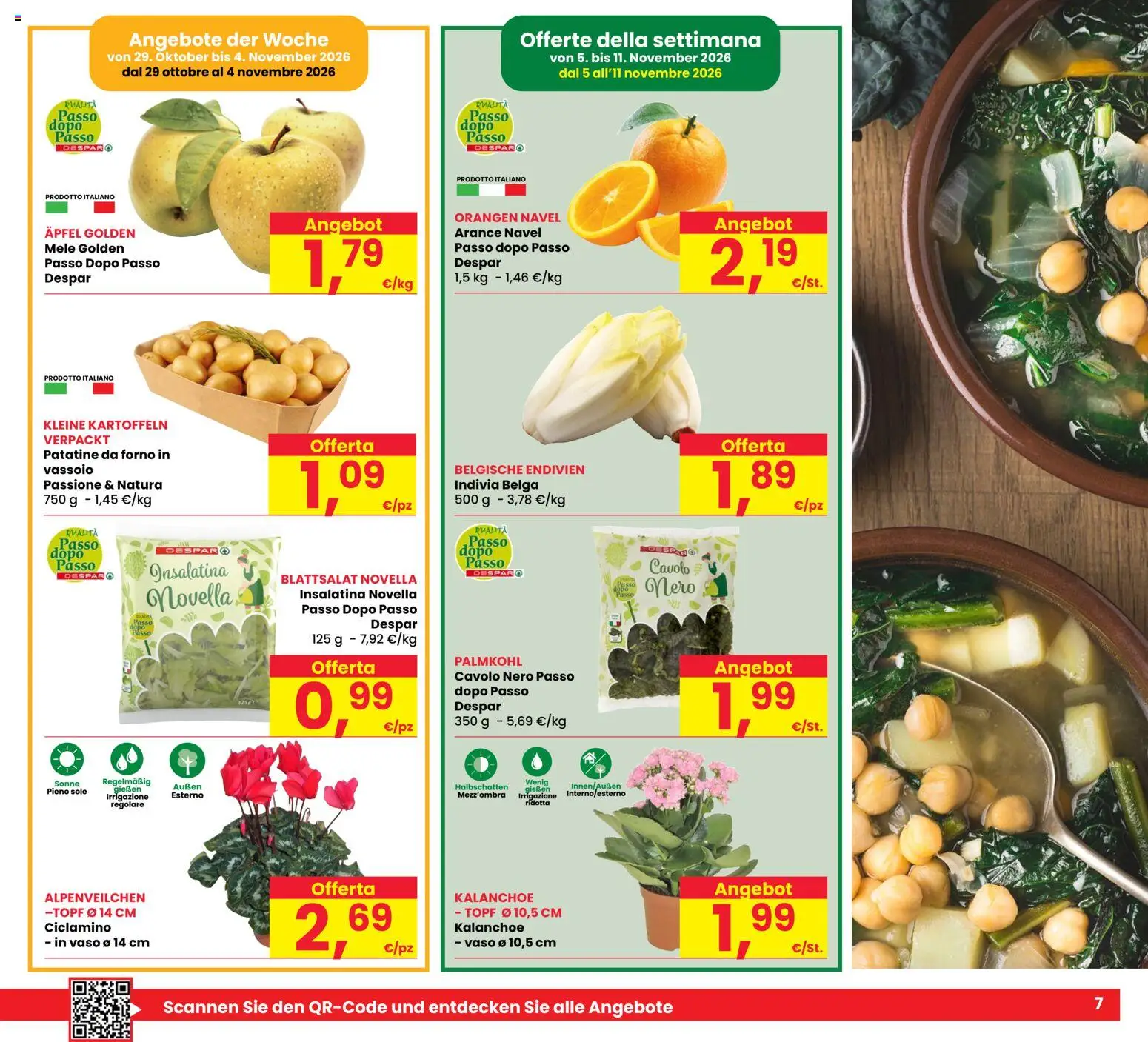 Anteprima dell'opuscolo Eurospar volantino Bolzano dal negozio Eurospar valido da 29/10/2026 - Forno, Cavolo, Patatine, Indivia, Mele, Arance, Vaso, Vassoio