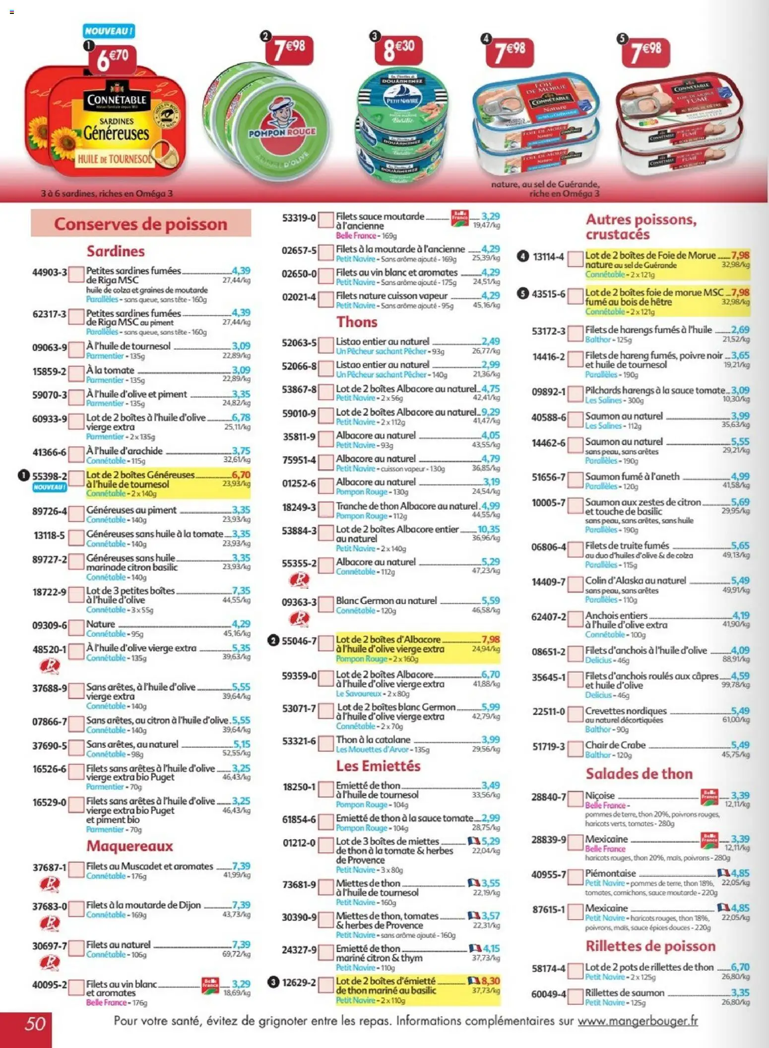 Prévisualisation de Maximo catalogue epicerie du magasin Maximo formulaire valide 24/08/2026 - Foie, Morue, Poivrons, Sel, Hareng, Crevettes, Huile de colza, Conserves