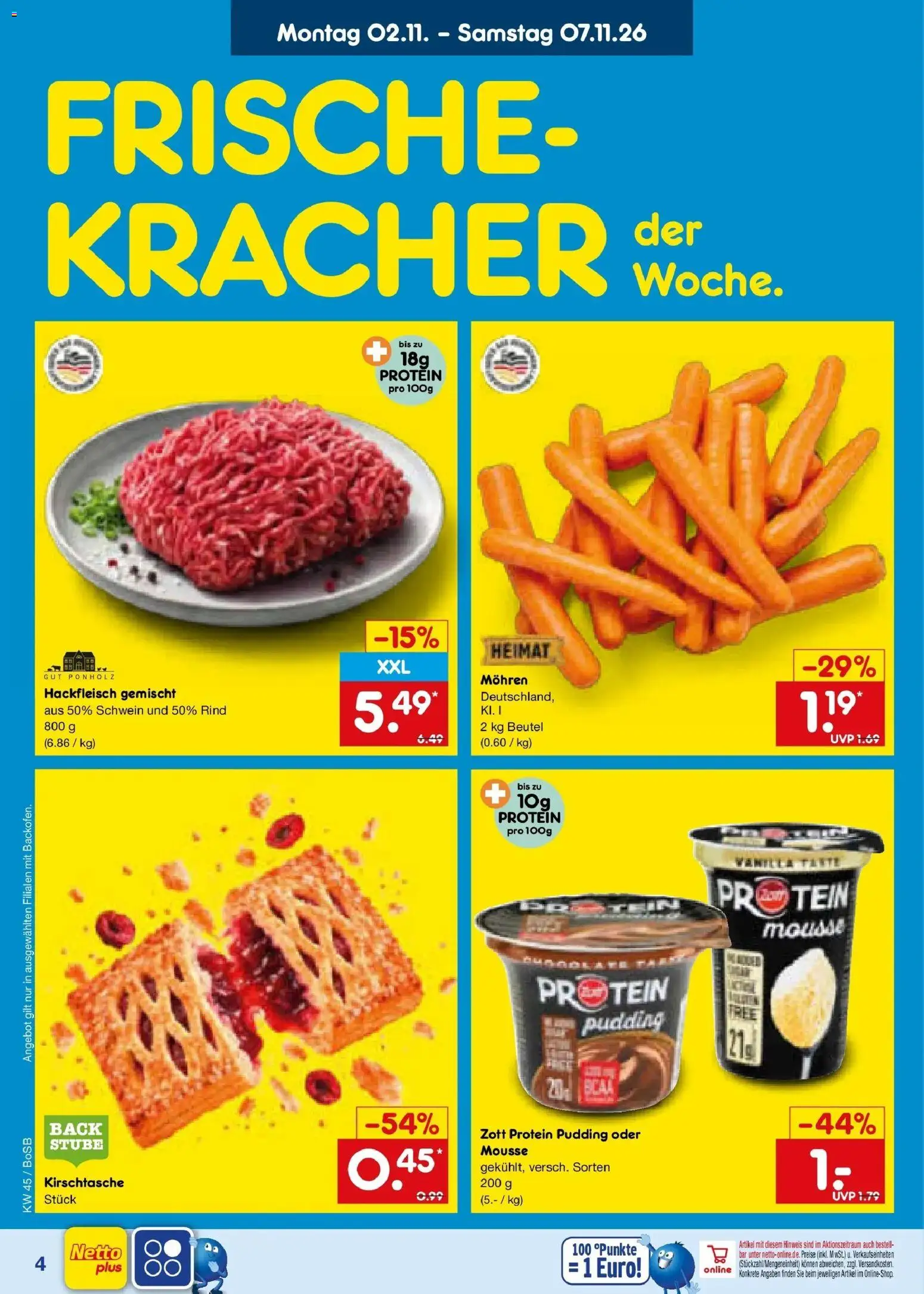 Vorschau von dem Prospekt des Geschäftes Netto Marken-Discount, gültig ab dem 02.11.2026 - Hackfleisch, Pudding, Mohren