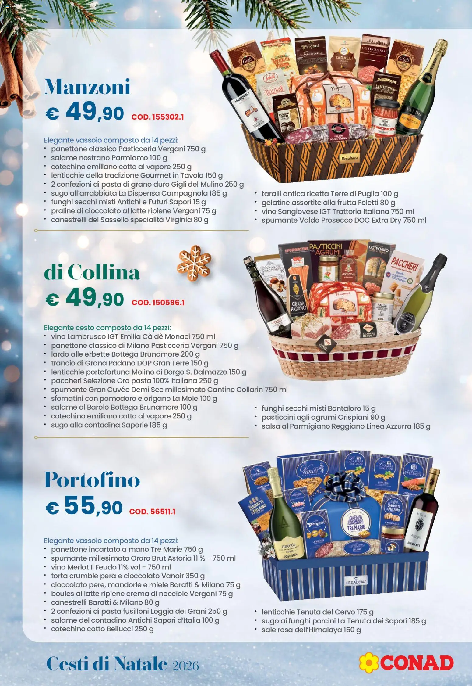 Anteprima dell'opuscolo Conad volantino Natale Lombardia dal negozio Conad valido da 26/10/2026 - Crema, Panettone, Prosecco, Lenticchie, Nocciole, Grana Padano, Taralli, Vassoio