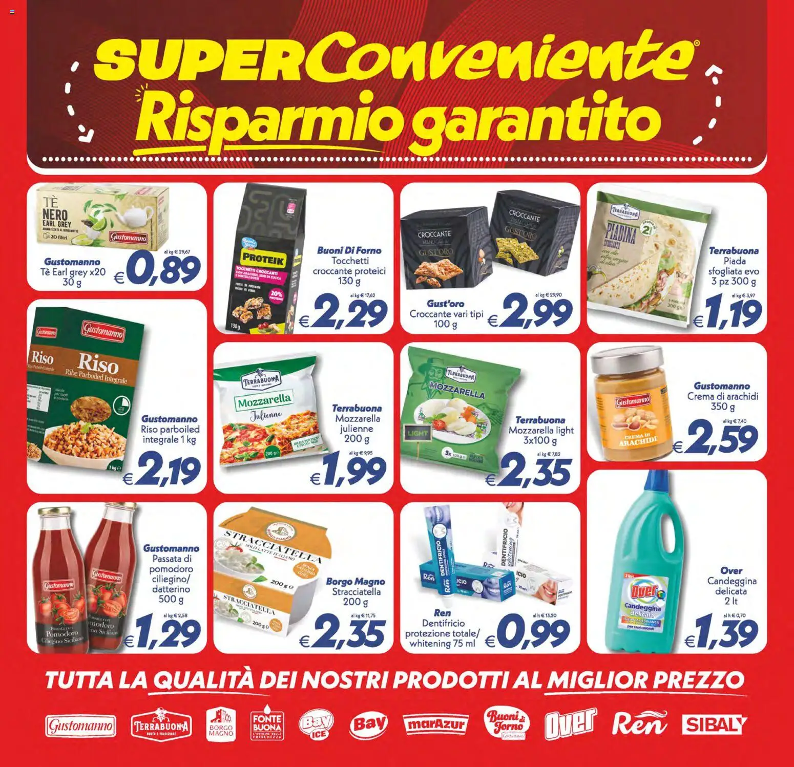 Anteprima dell'opuscolo SuperConveniente volantino Gela, Vittoria dal negozio SuperConveniente valido da 23/10/2026 - Crema, Piadina, Latte, Pomodoro, Mozzarella, Stracciatella, Dentifricio, Riso parboiled