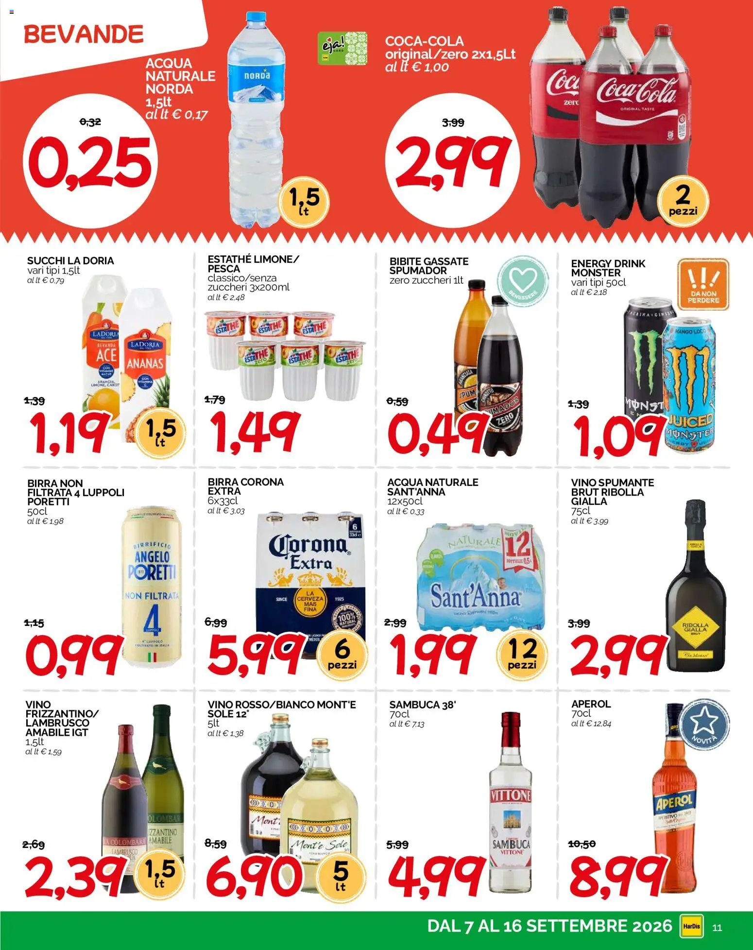 Anteprima dell'opuscolo HarDis volantino dal negozio HarDis valido da 07/09/2026 - Mango, Vino, Aperol, Pesca, Ananas, Lambrusco, Spumante, Birra Corona