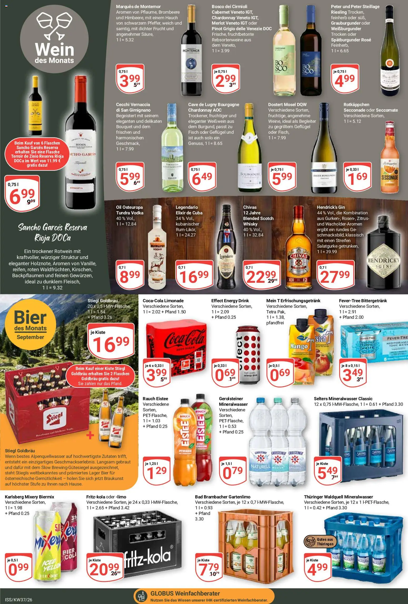 Vorschau von dem Prospekt des Geschäftes Globus, gültig ab dem 07.09.2026 - Mango, Fisch, Whisky, Cola, Gin, Energy, Weißwein, Merlot